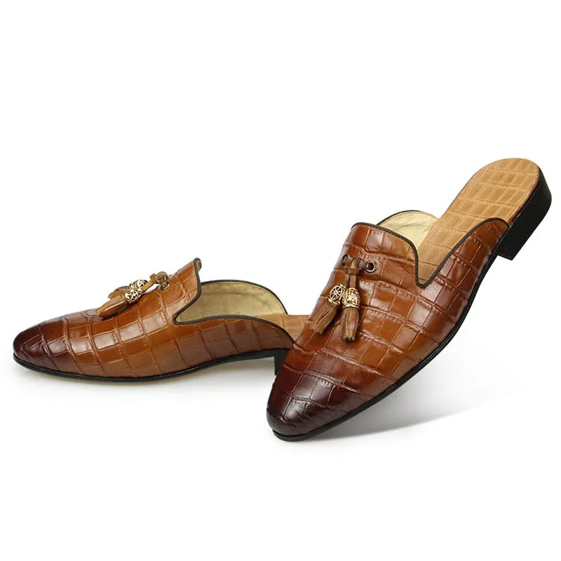 LuxeLeather CrocEmbossed Slip-on Dress Shoes