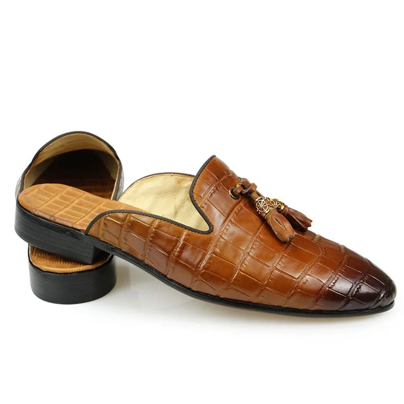 LuxeLeather CrocEmbossed Slip-on Dress Shoes