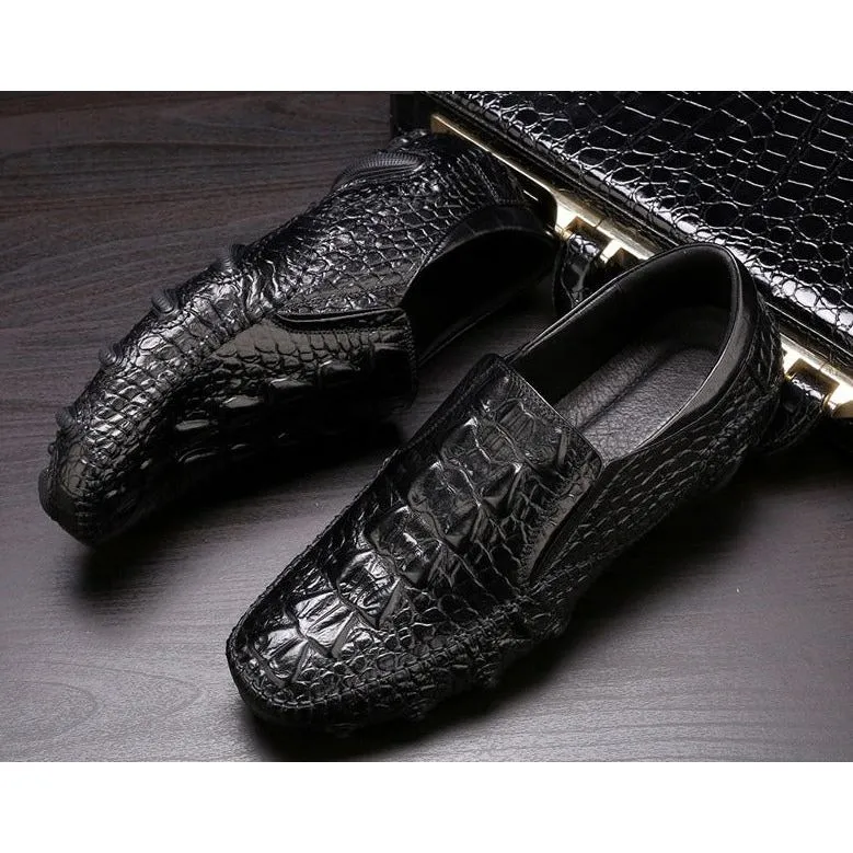 Luxury Alligator Texture Slip-On Oxford Shoes