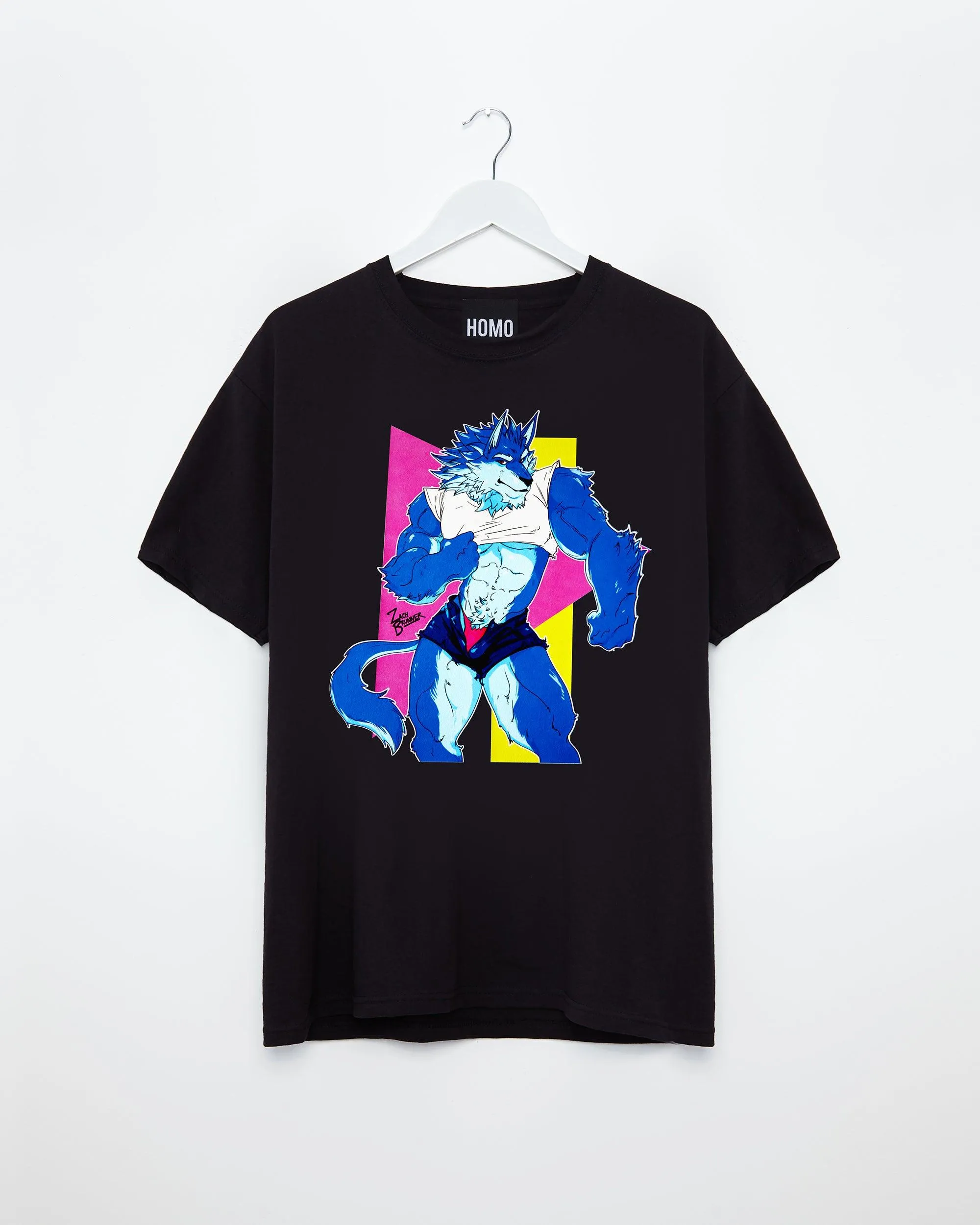 Magnus the wolf on black - tee