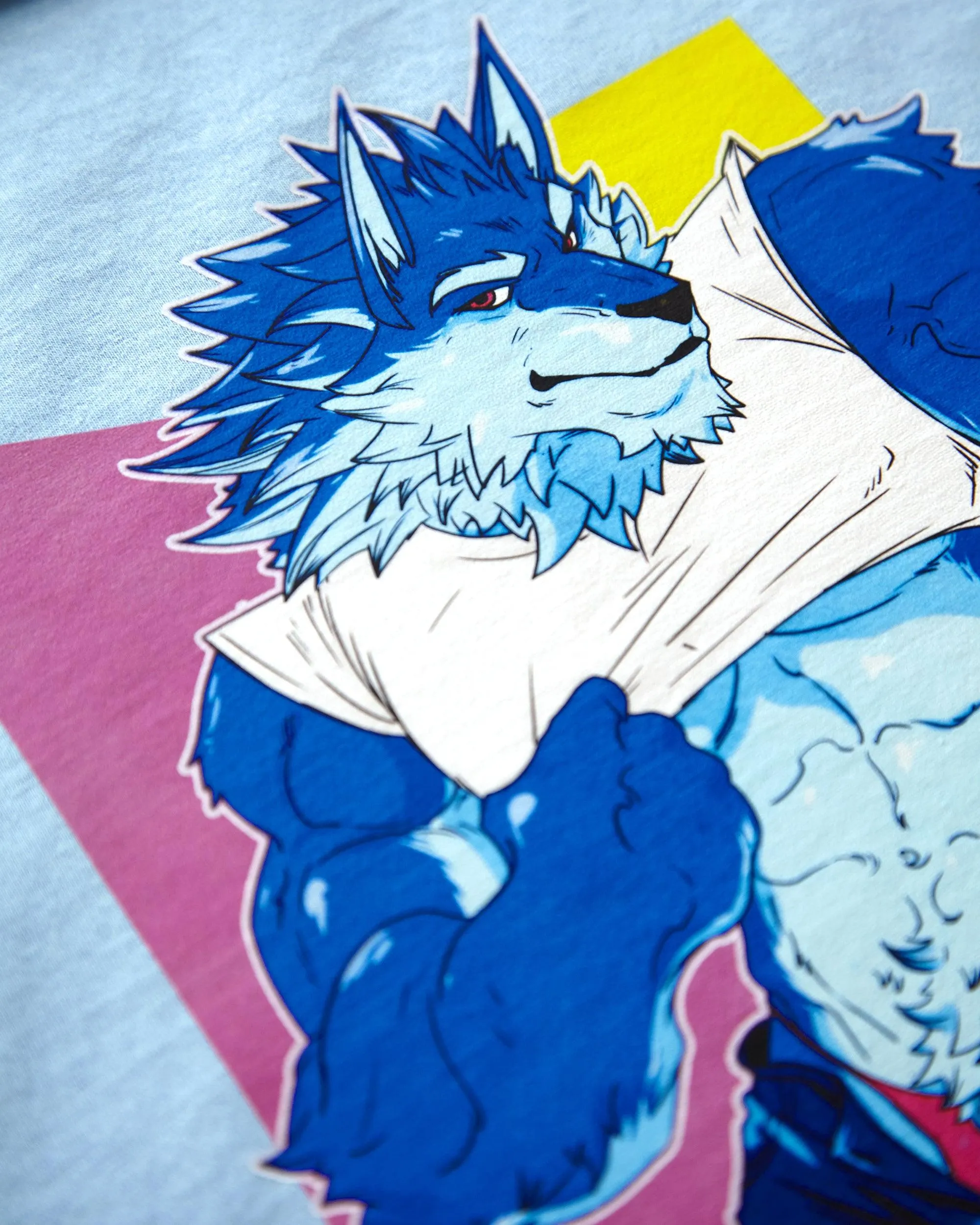 Magnus the wolf on blue - mens cropped tee / crop top