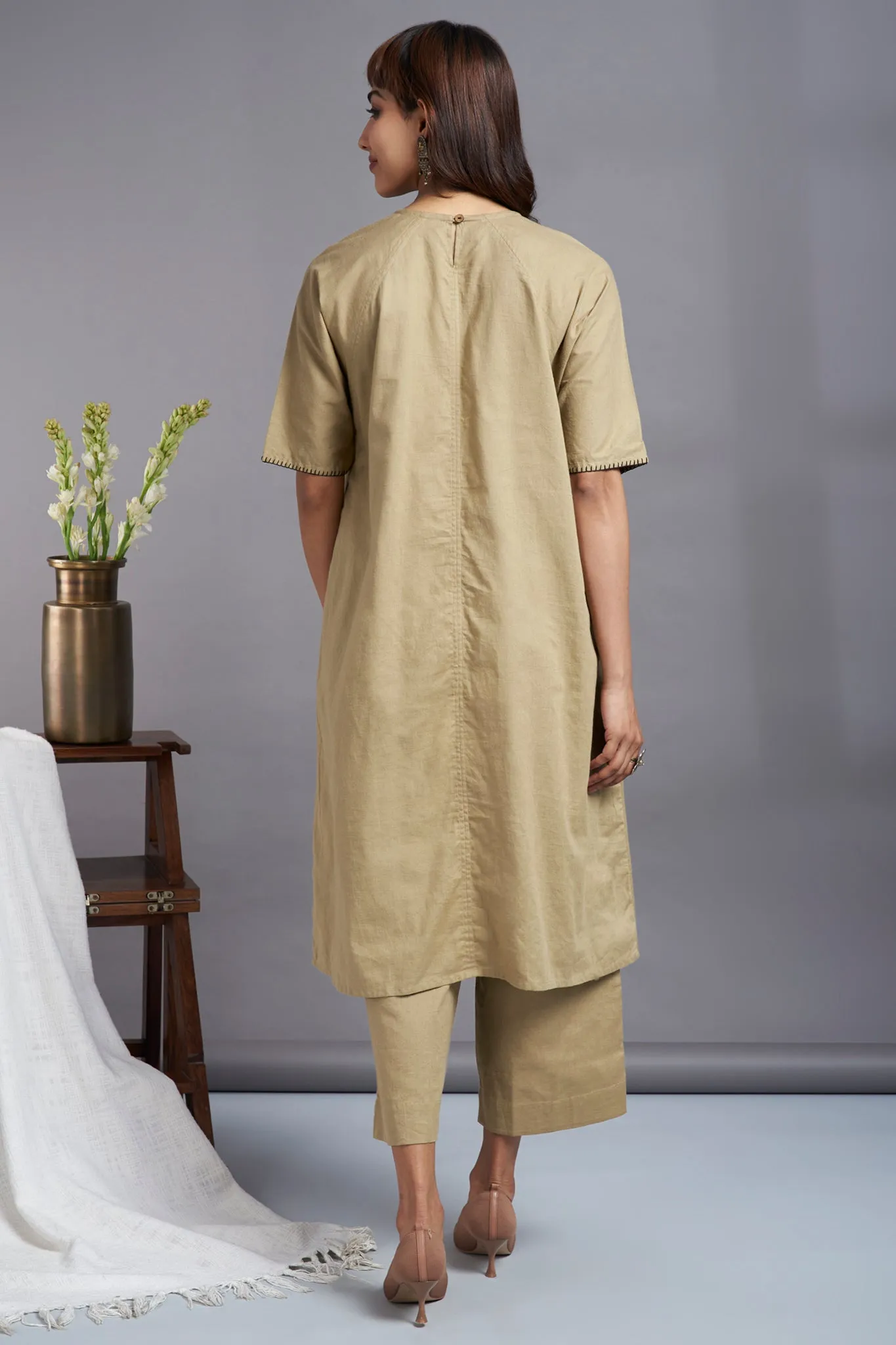 majestic sand dunes - drop shoulder modern tunic with pockets