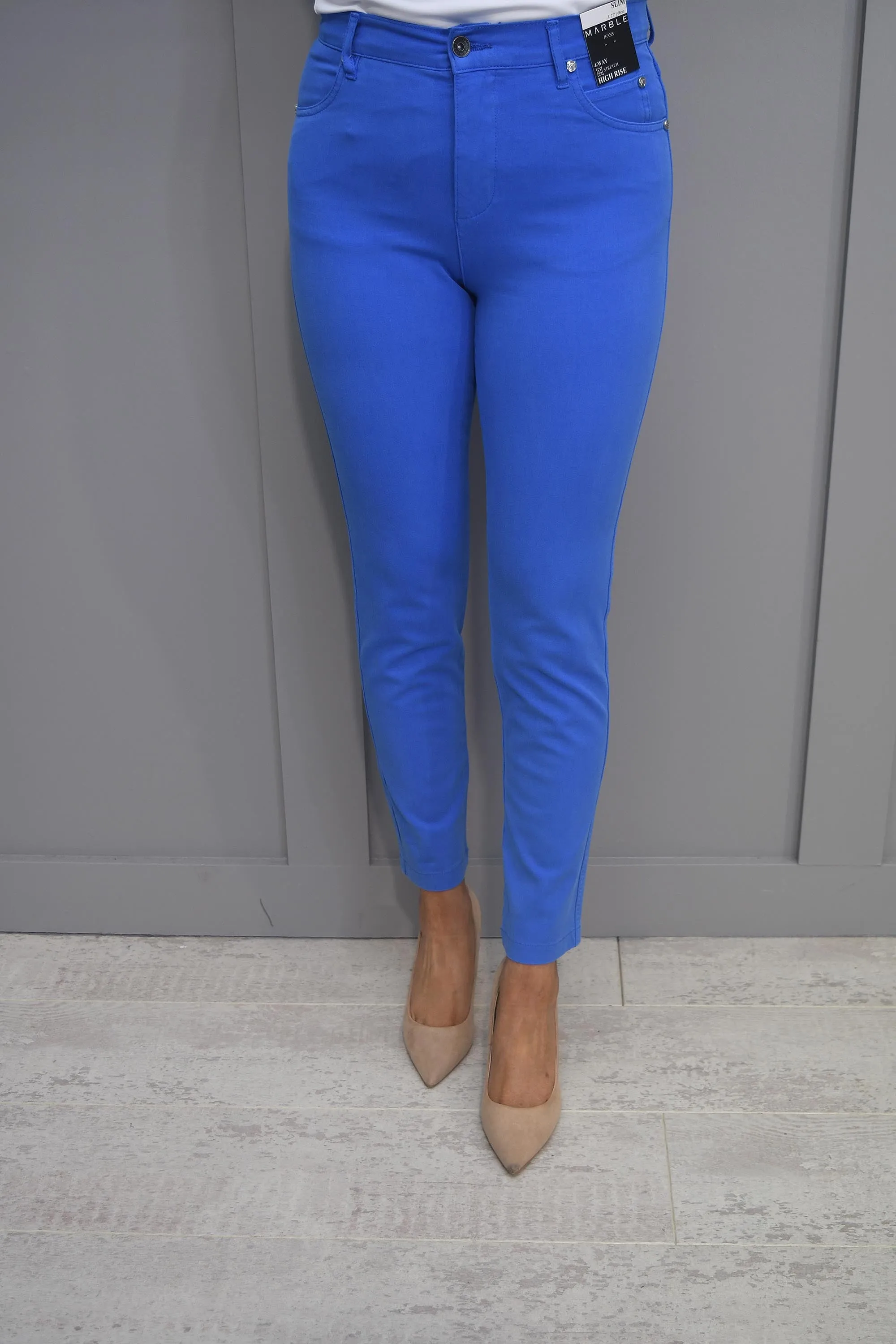 Marble Cornflower Blue High Rise Jeans - 2400 213