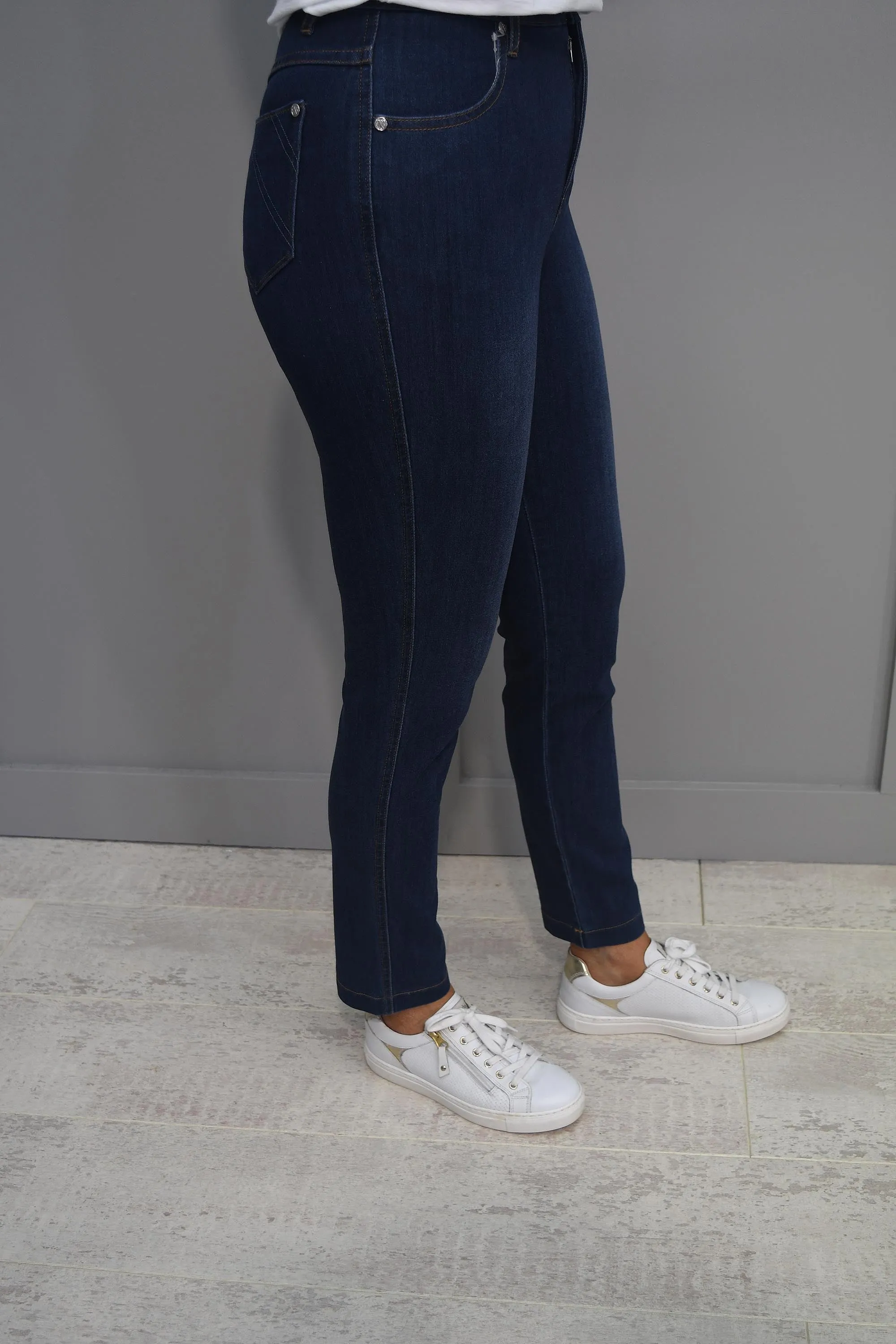 Marble Dark Denim High Rise Jeans - 2406 183