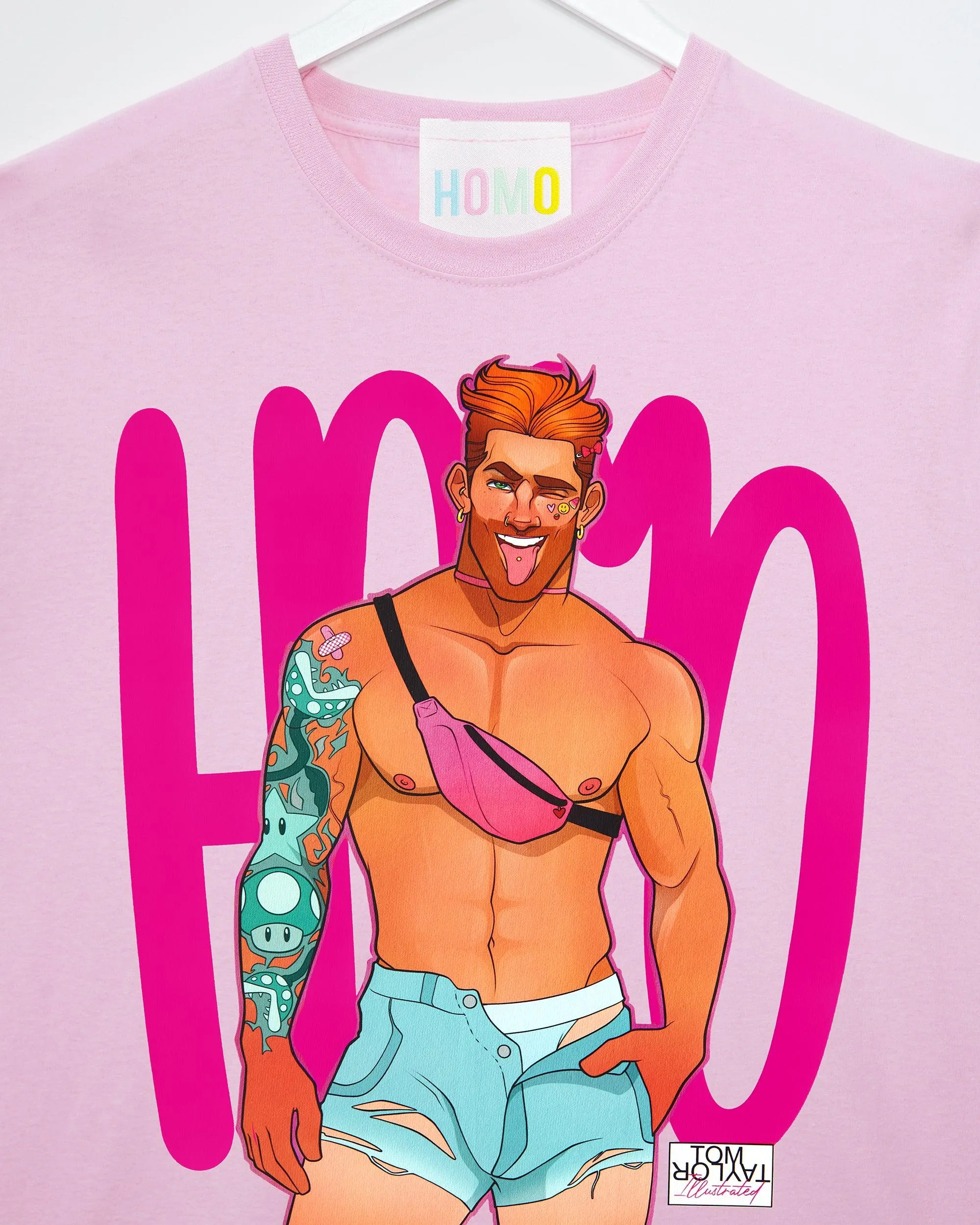 Mario the gaymer - pink tshirt crop /crop top