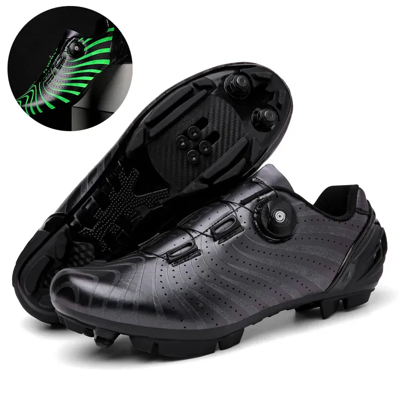 Men Women Cycling Sneakers Luminous MTB Shoes Mountain SPD Bike Sneakers City Road Racing Shoes Flat Non-Locking Bicycle Shoes