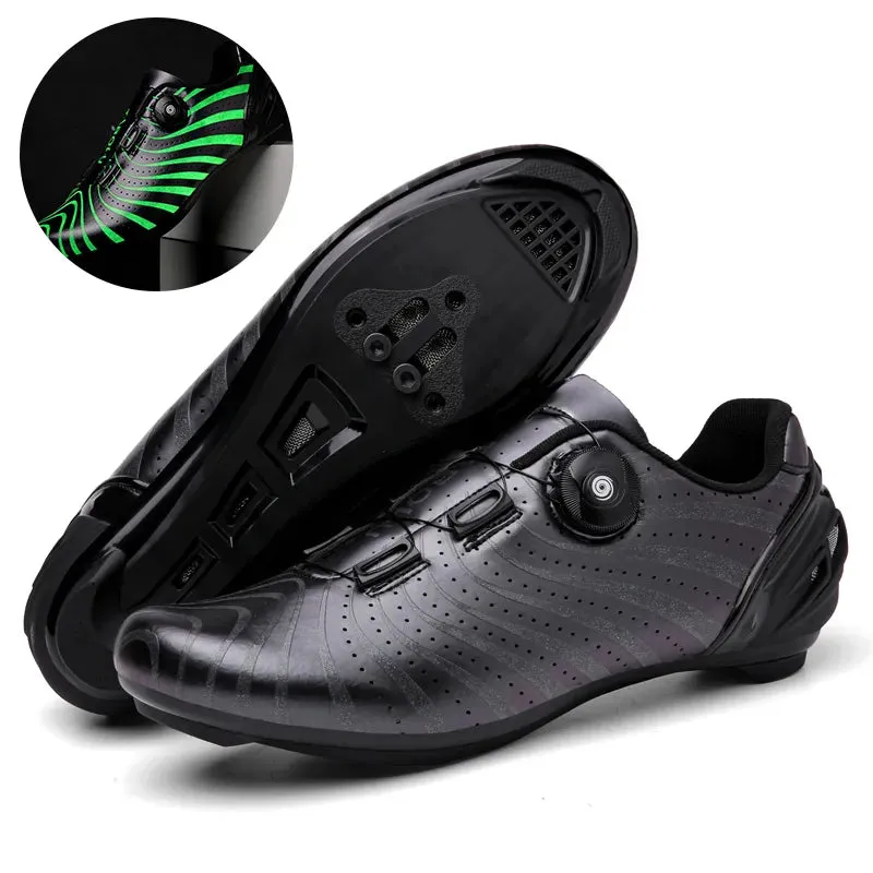 Men Women Cycling Sneakers Luminous MTB Shoes Mountain SPD Bike Sneakers City Road Racing Shoes Flat Non-Locking Bicycle Shoes