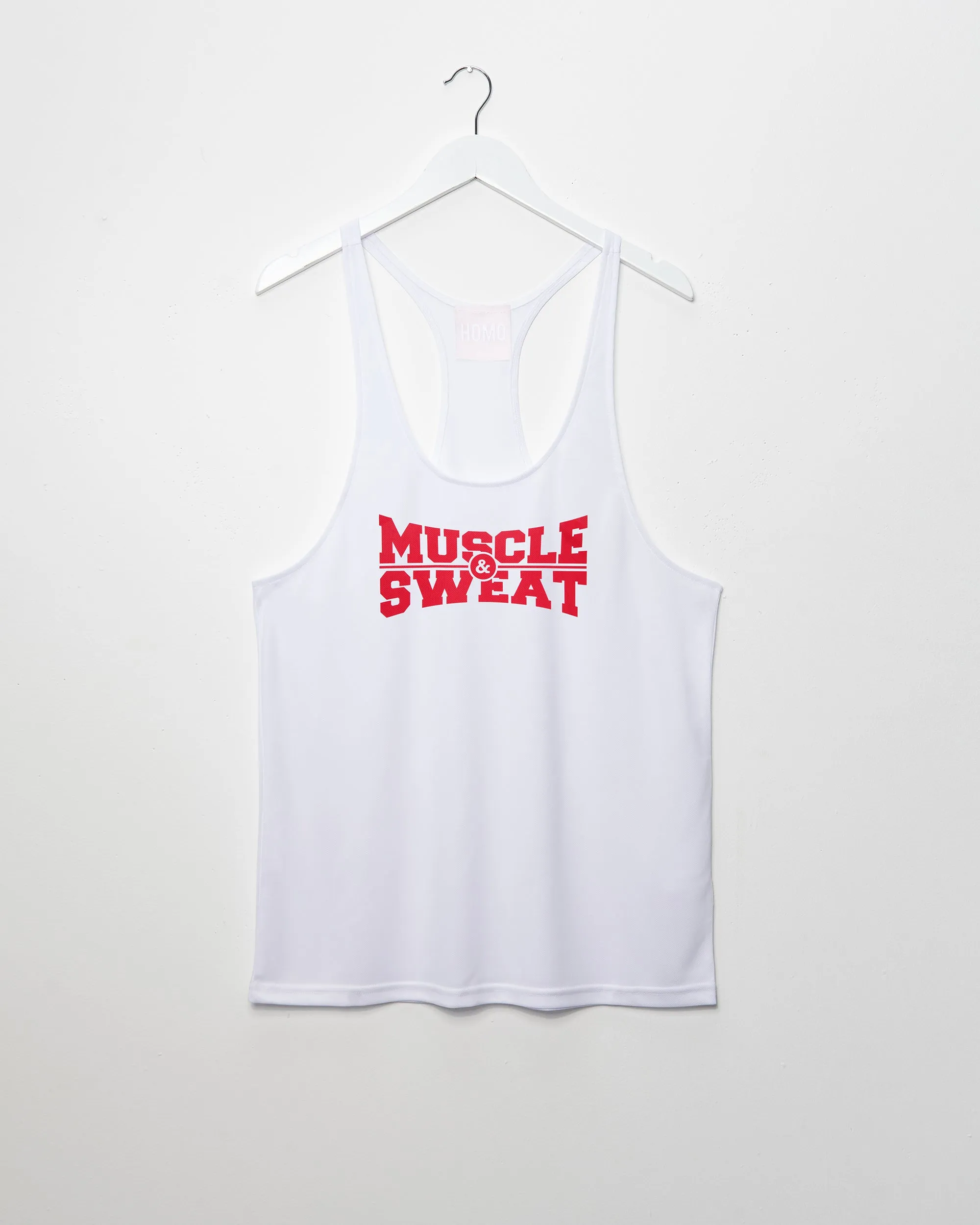 Muscle & sweat in red - white tank