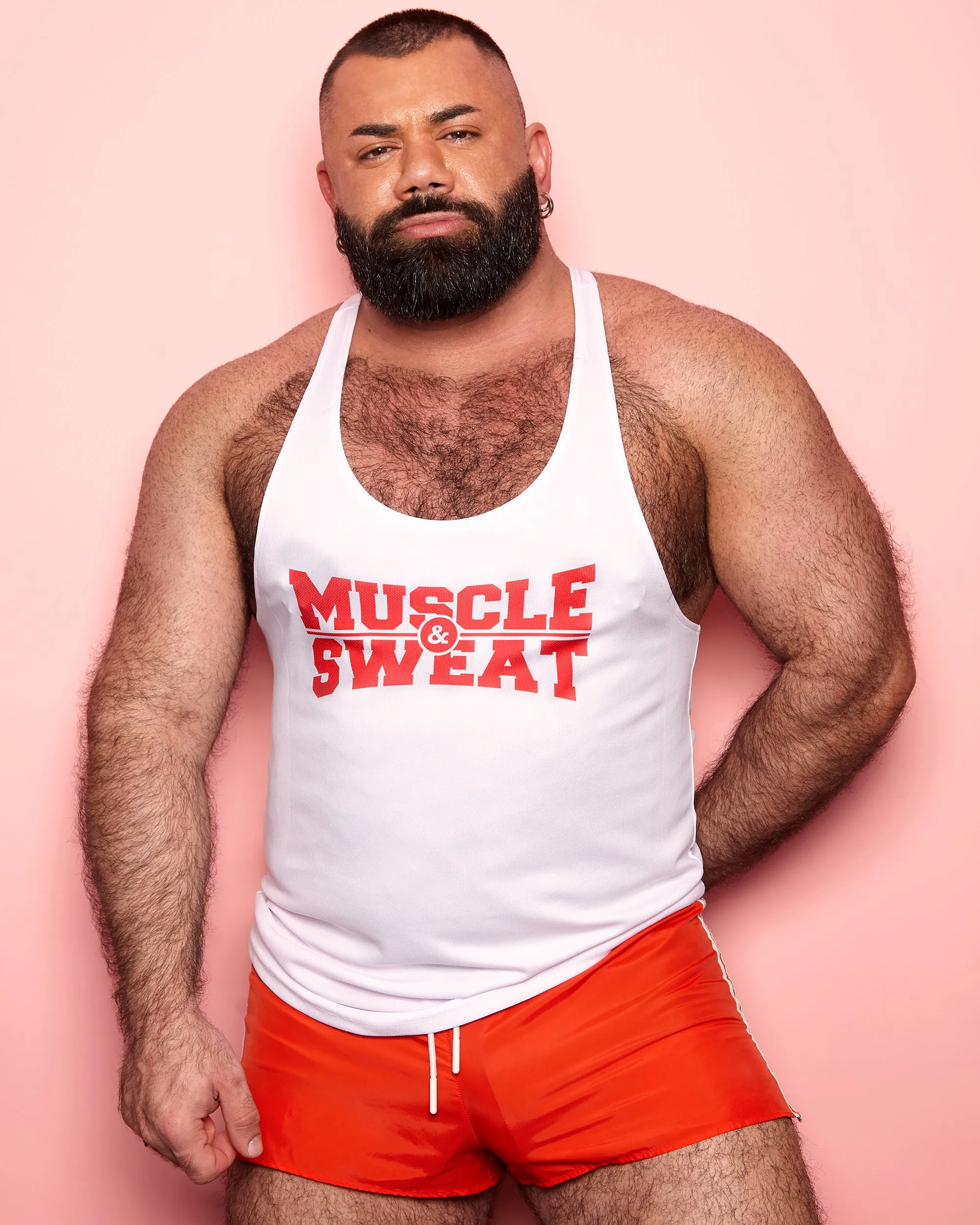 Muscle & sweat in red - white tank