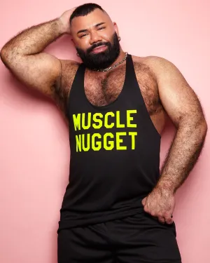 Muscle nugget fluorescent yellow on black - tank top