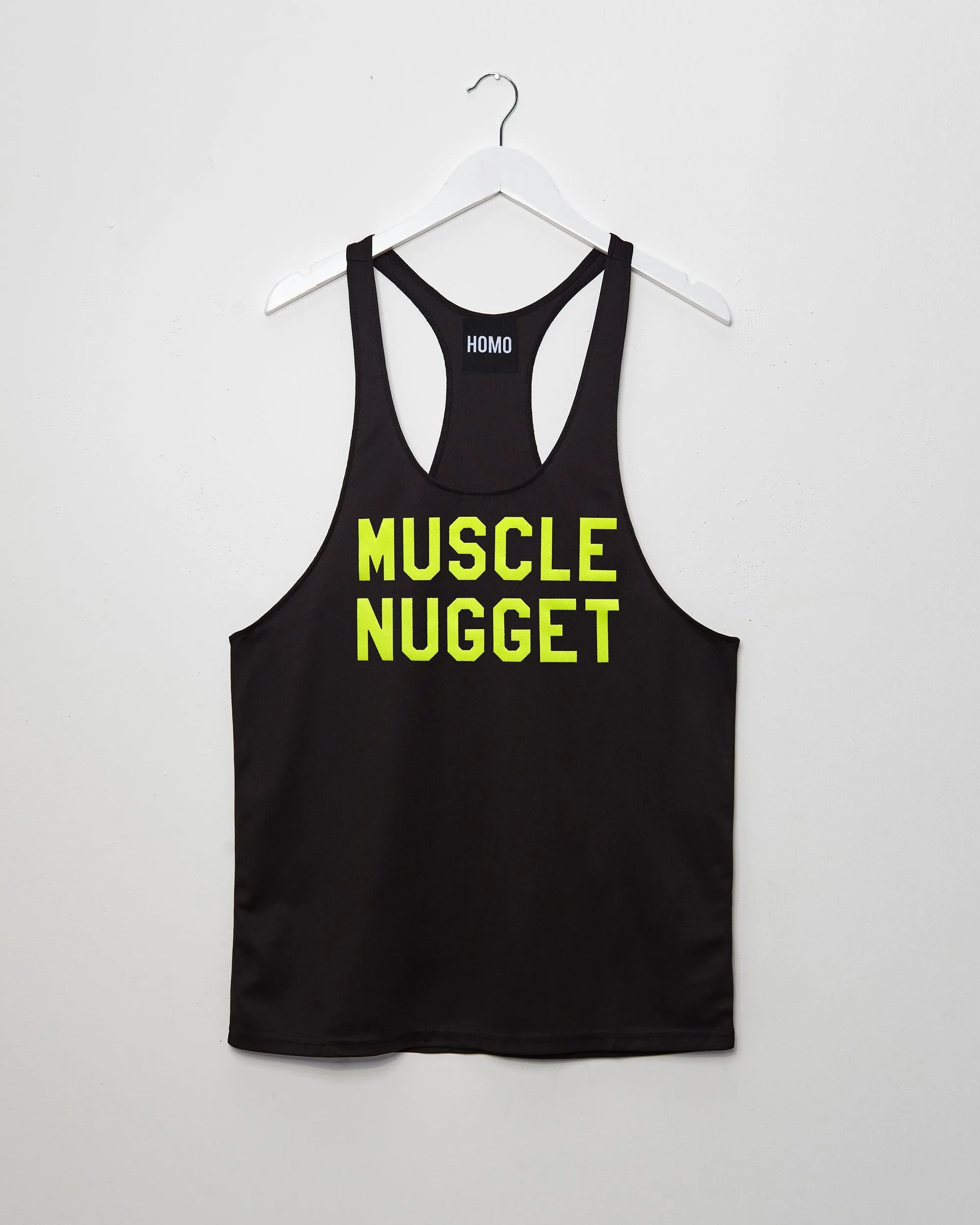 Muscle nugget fluorescent yellow on black - tank top