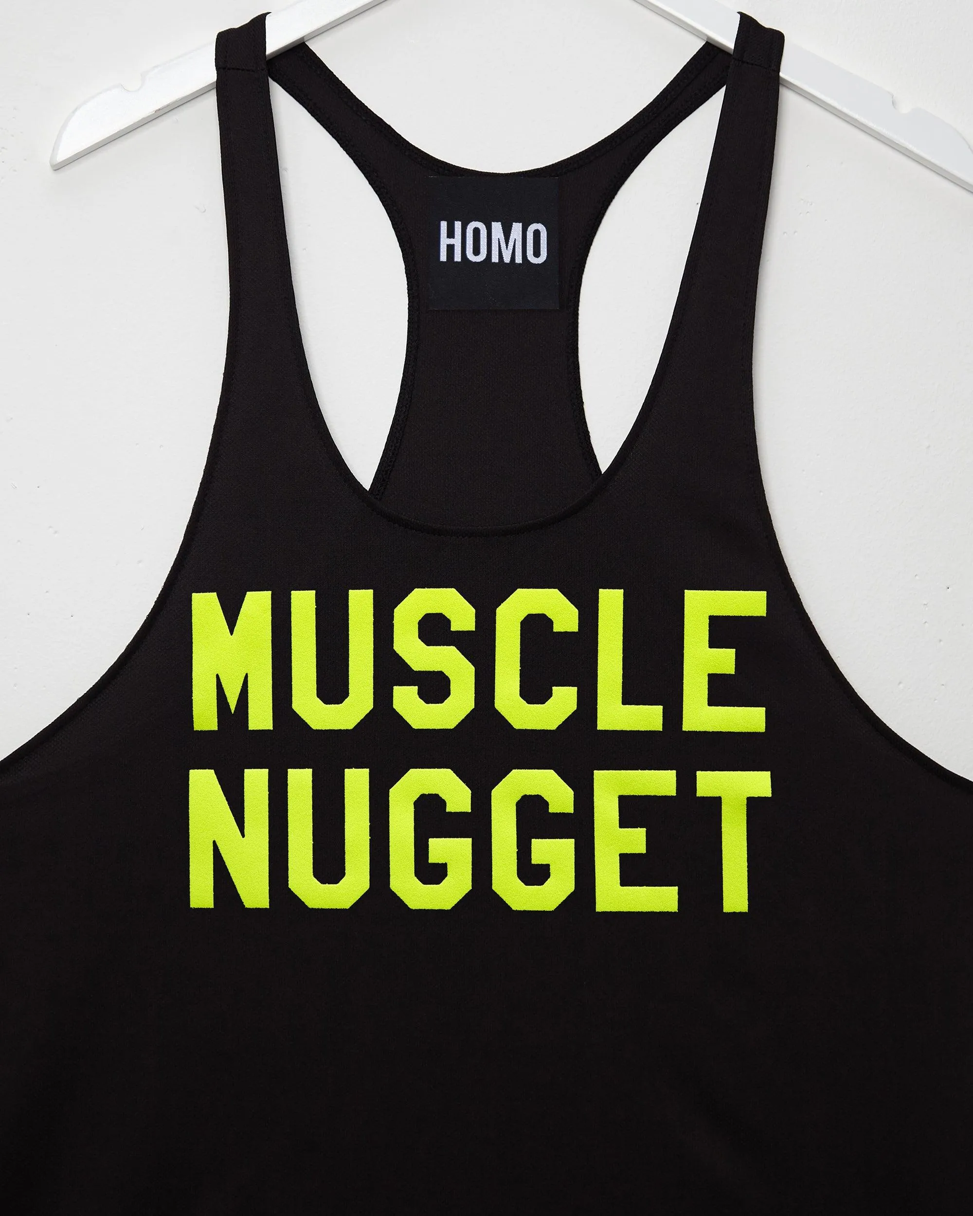 Muscle nugget fluorescent yellow on black - tank top