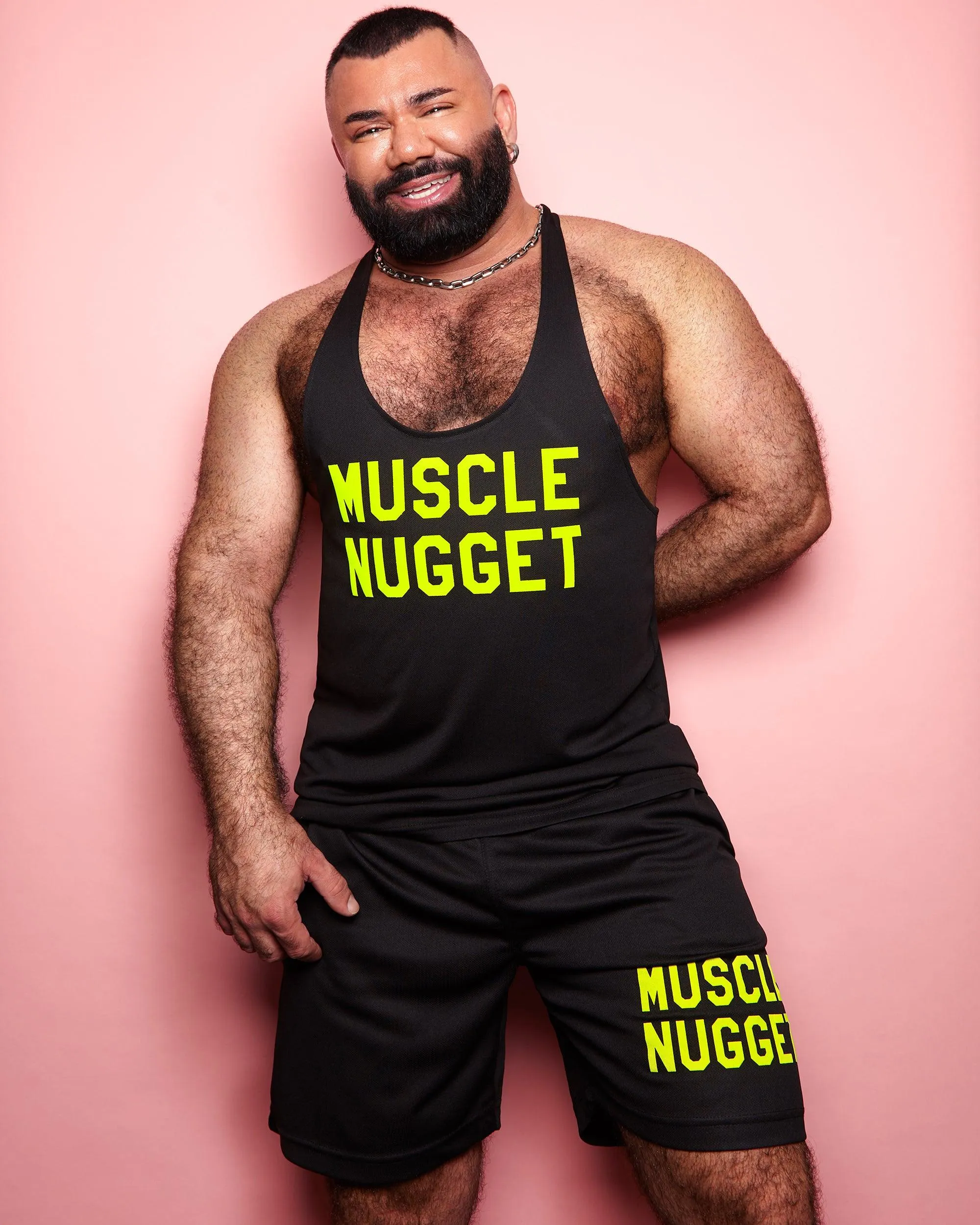 Muscle nugget fluorescent yellow on black - tank top