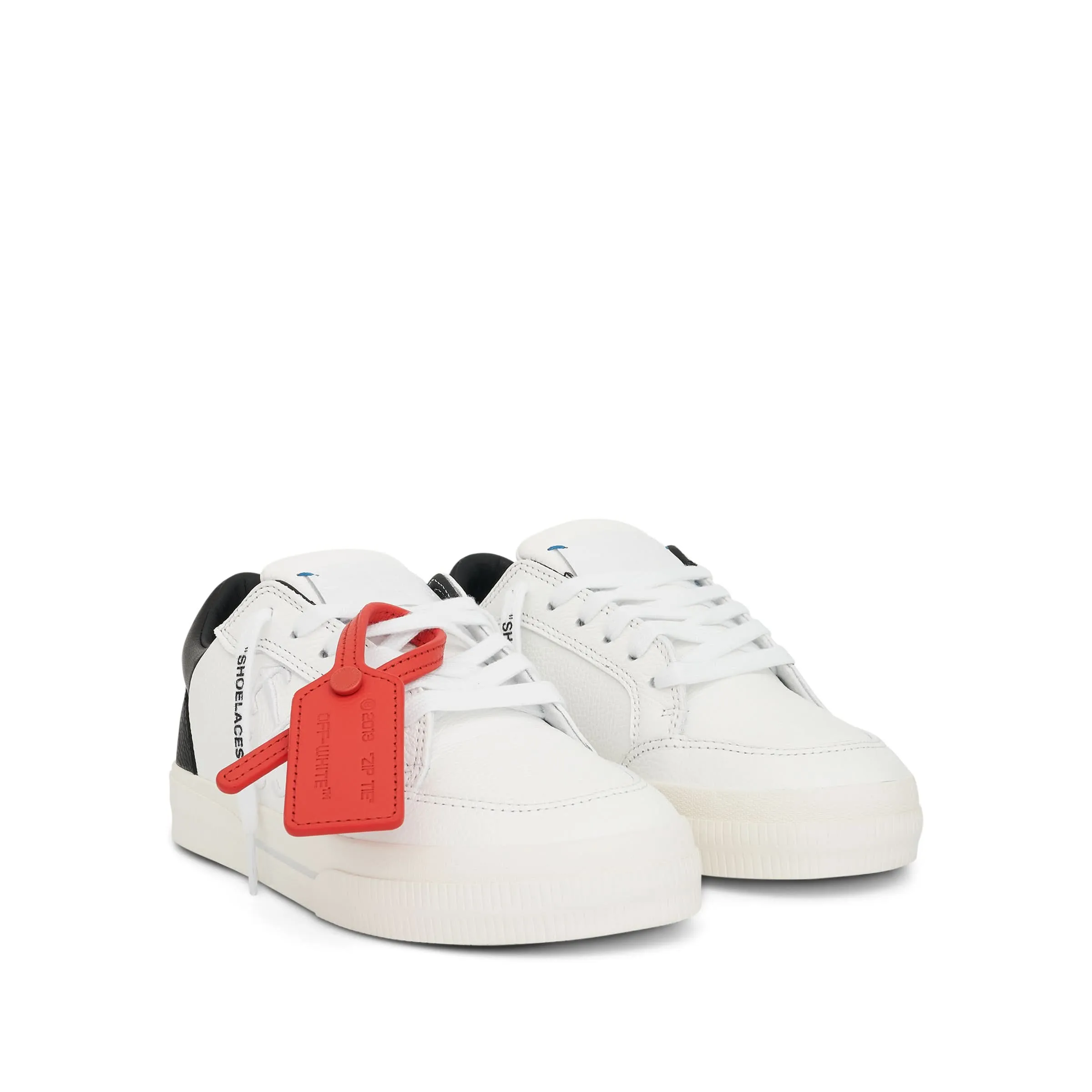 New Low Vulcanized Calf Leather Sneaker in White/Black