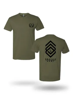 Olive Braille Army Skate Tee Shirt