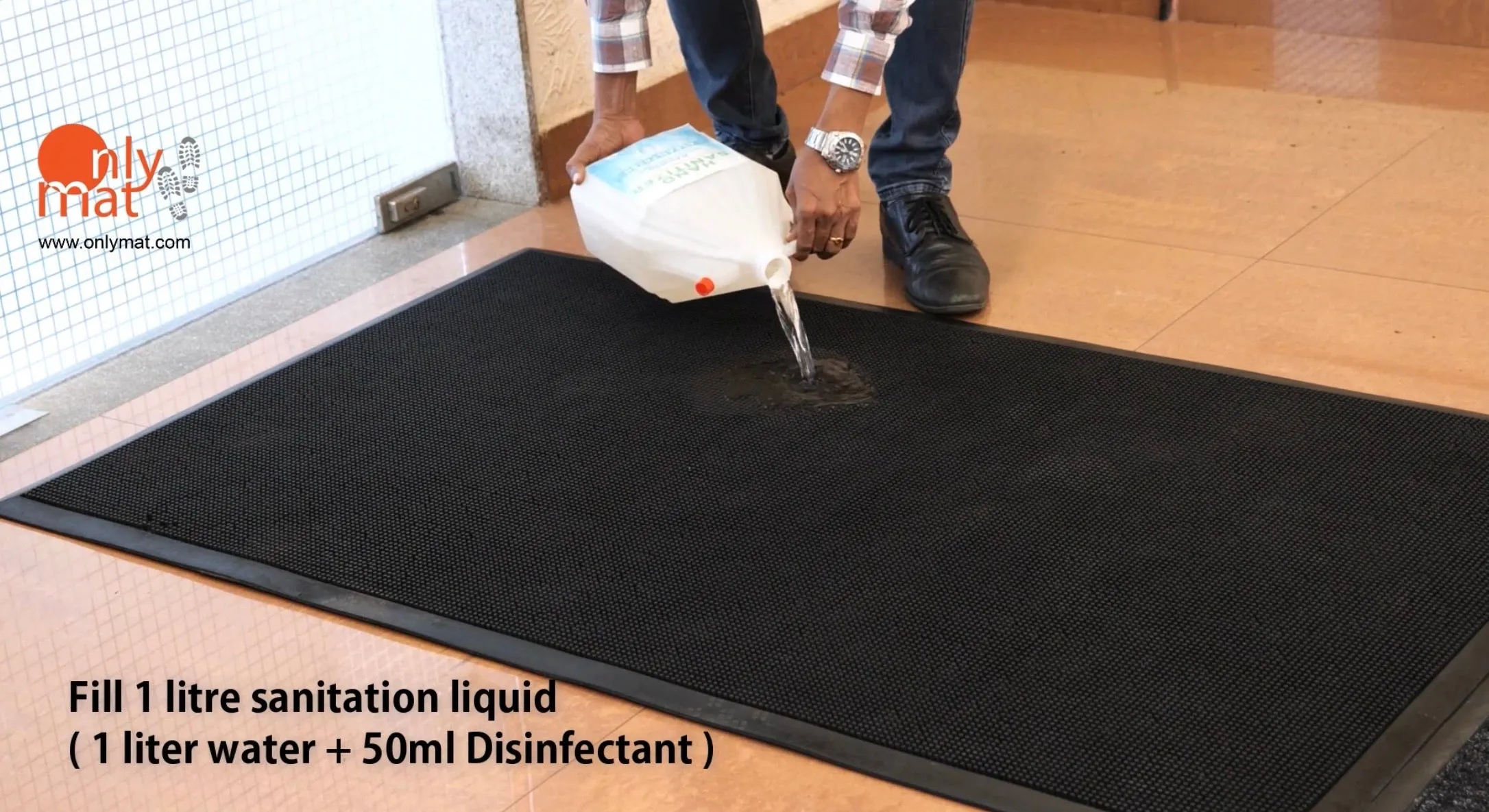 OnlyMat Heavy Traffic Rubber Pin Mat - 90cm x 150cm - Sanitisation Mat - Indoor / Outdoor, Waterproof