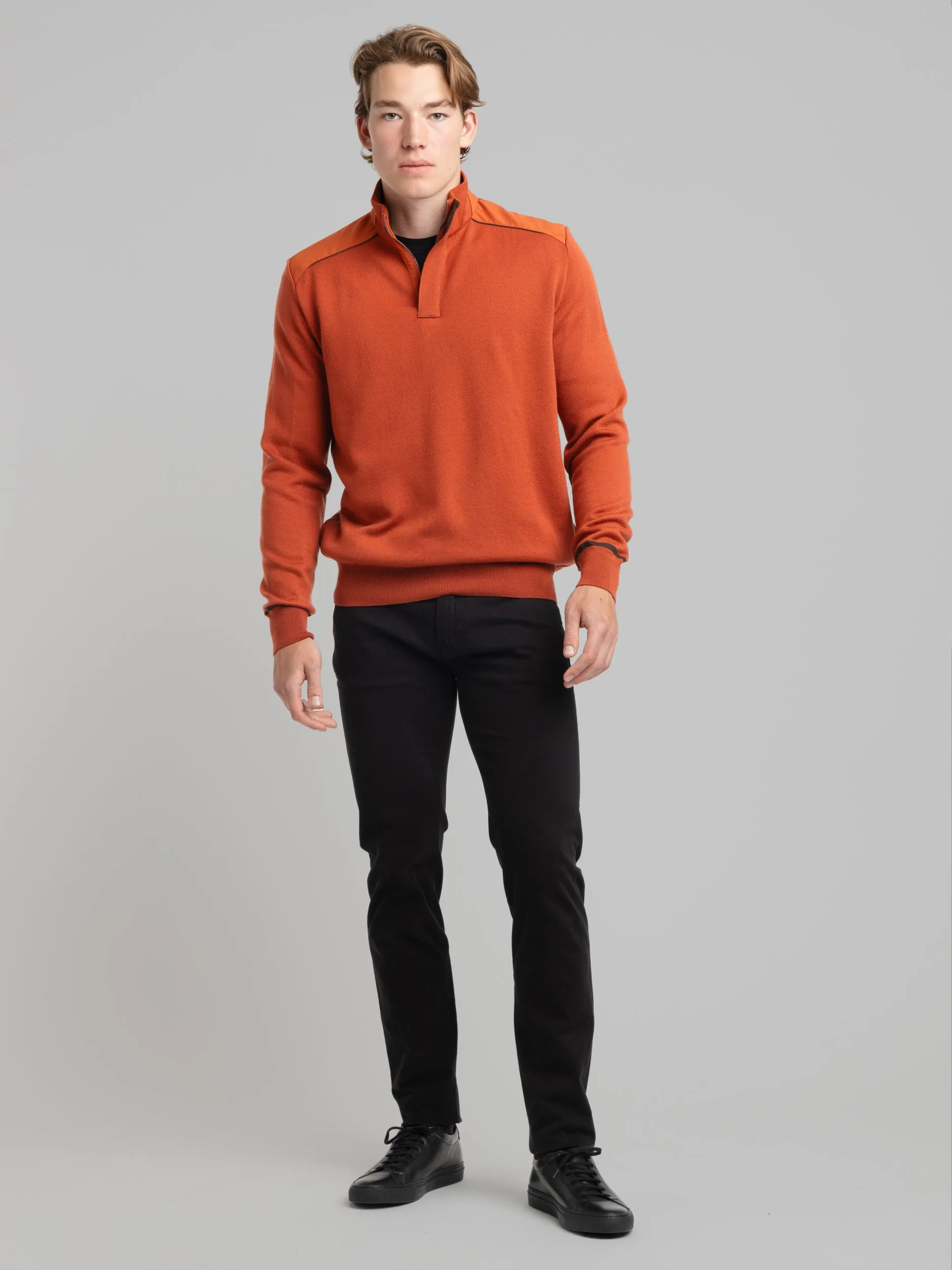 Orange Quarter Zip Knit