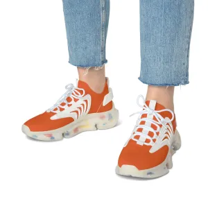 Orange Women's Mesh Sneakers, Solid Orange Color Mesh Sneakers For Women (US Size: 5.5-12)