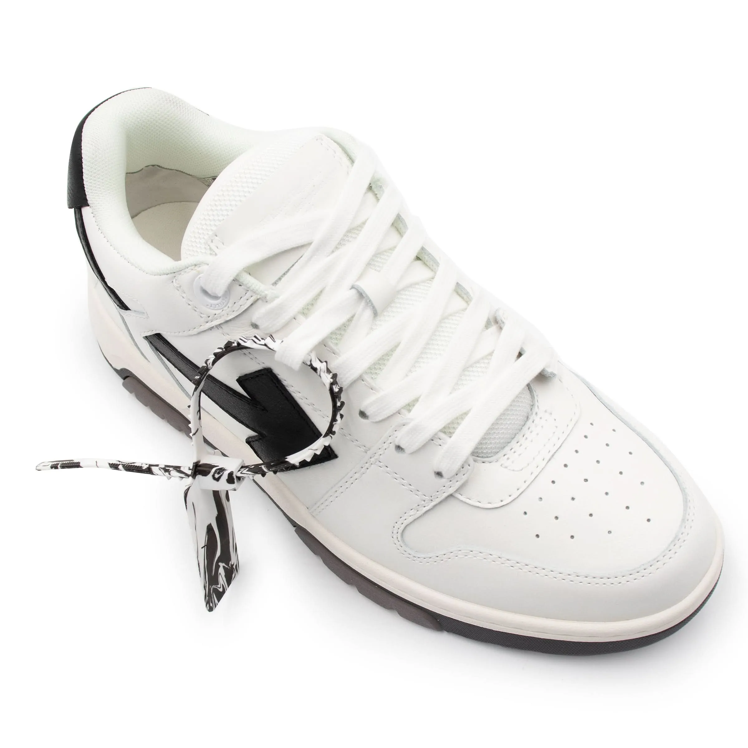 Out Of Office Calf Leather Sneaker in White/Black