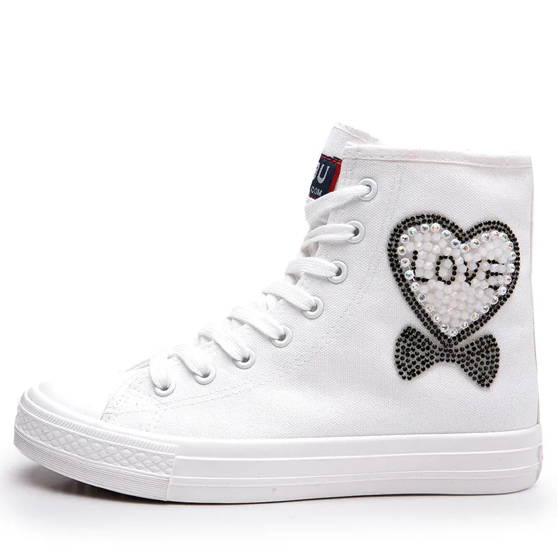 Owlkay Casual Sparkling High Top Canvas Shoes