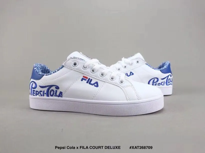 Pepsi Cola X Fila Court Deluxe Low Tennis Culture Shoes White and Blue