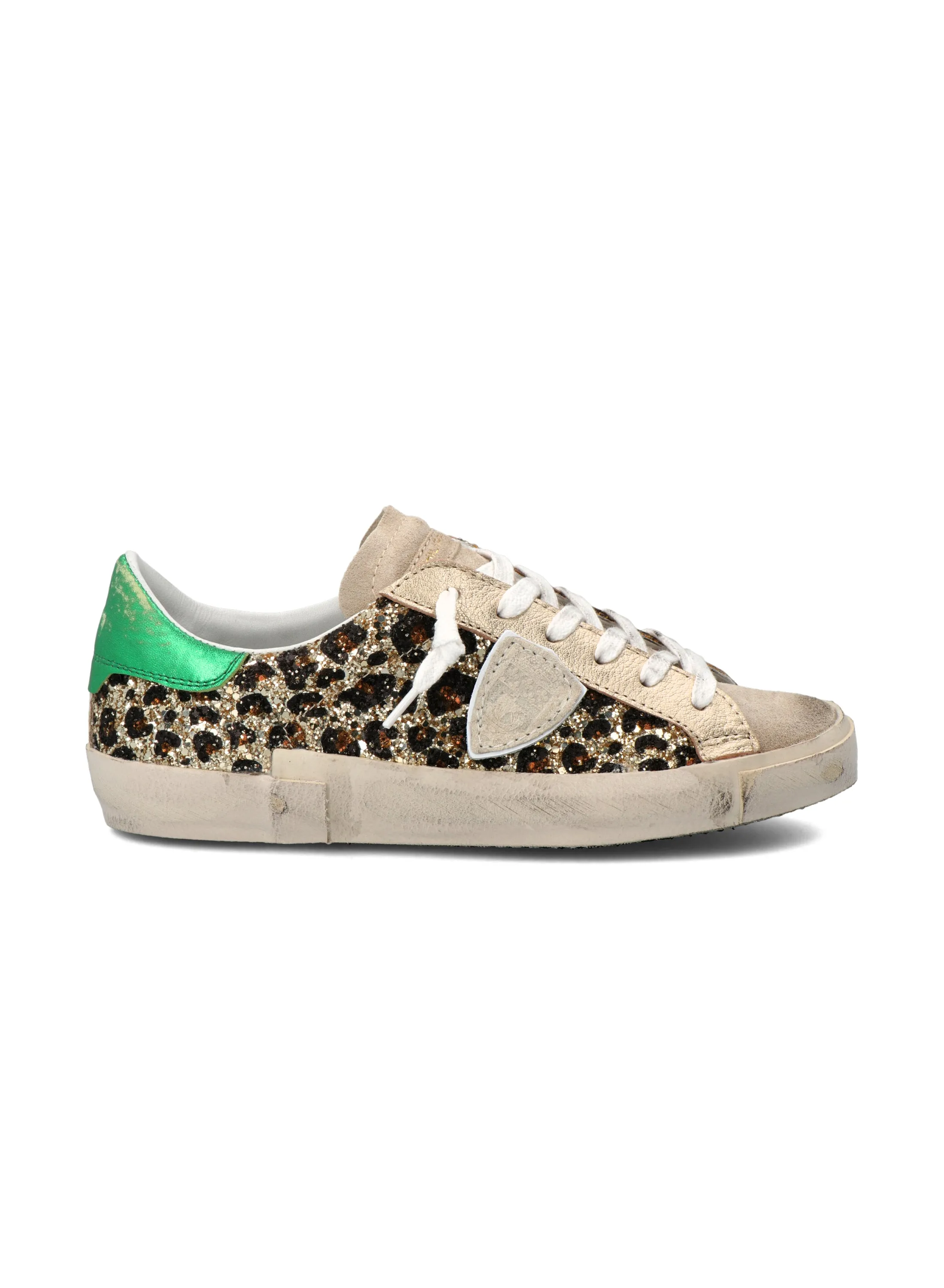 Philippe Model PRSX Low Sneaker in Glitter Leo Met