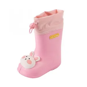 Pink 180Children's Cartoon Pvc Rubber Waterproof Rain Boots Fashion Classic Baby Water Shoes Rabbit Frog Dolls Boys Girls