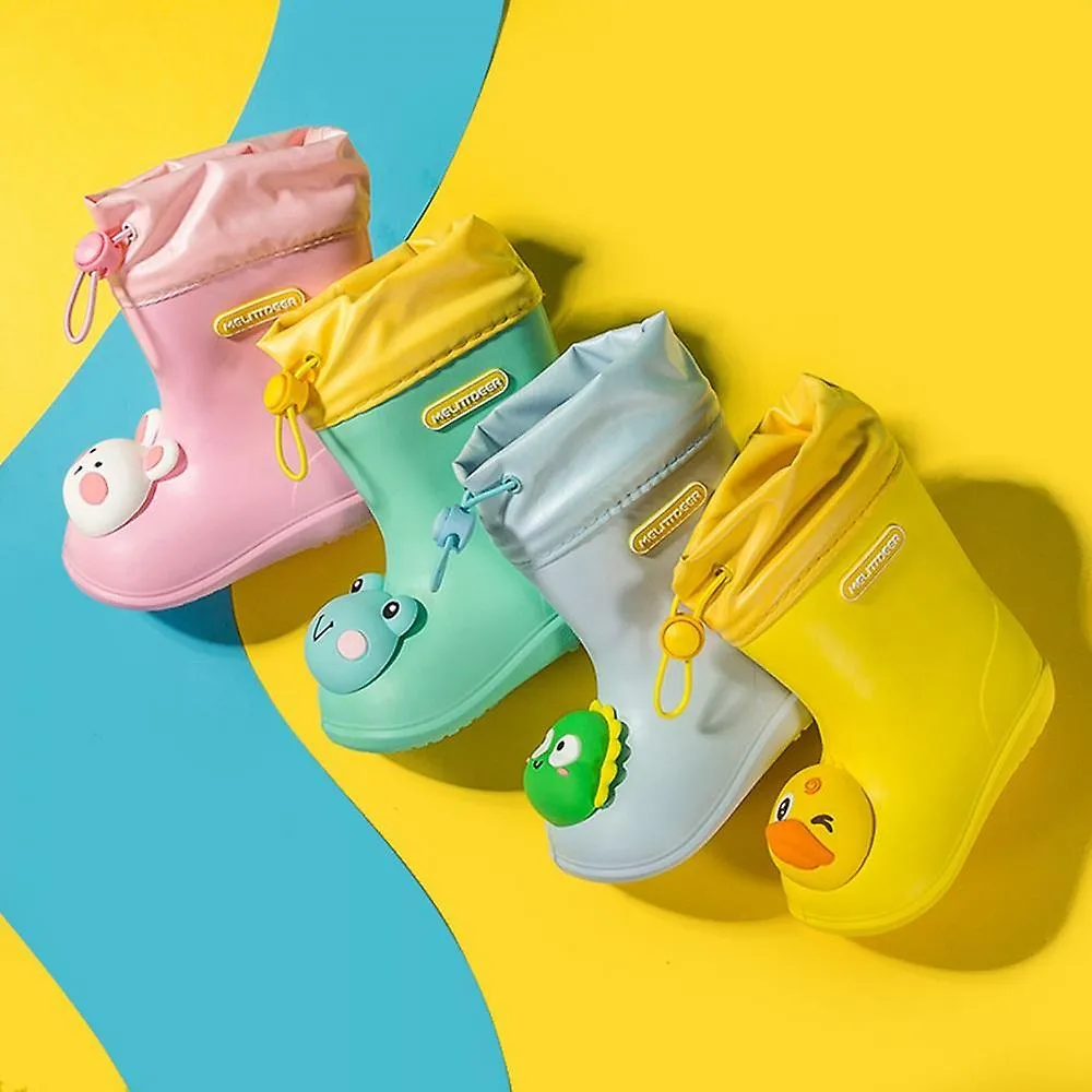 Pink 180Children's Cartoon Pvc Rubber Waterproof Rain Boots Fashion Classic Baby Water Shoes Rabbit Frog Dolls Boys Girls