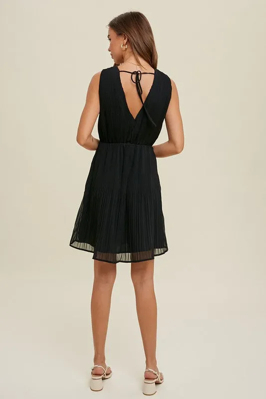 Pleated Mini Dress - Black