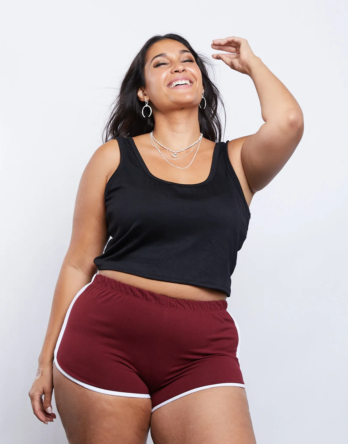 Plus Size Striped Sporty Shorts