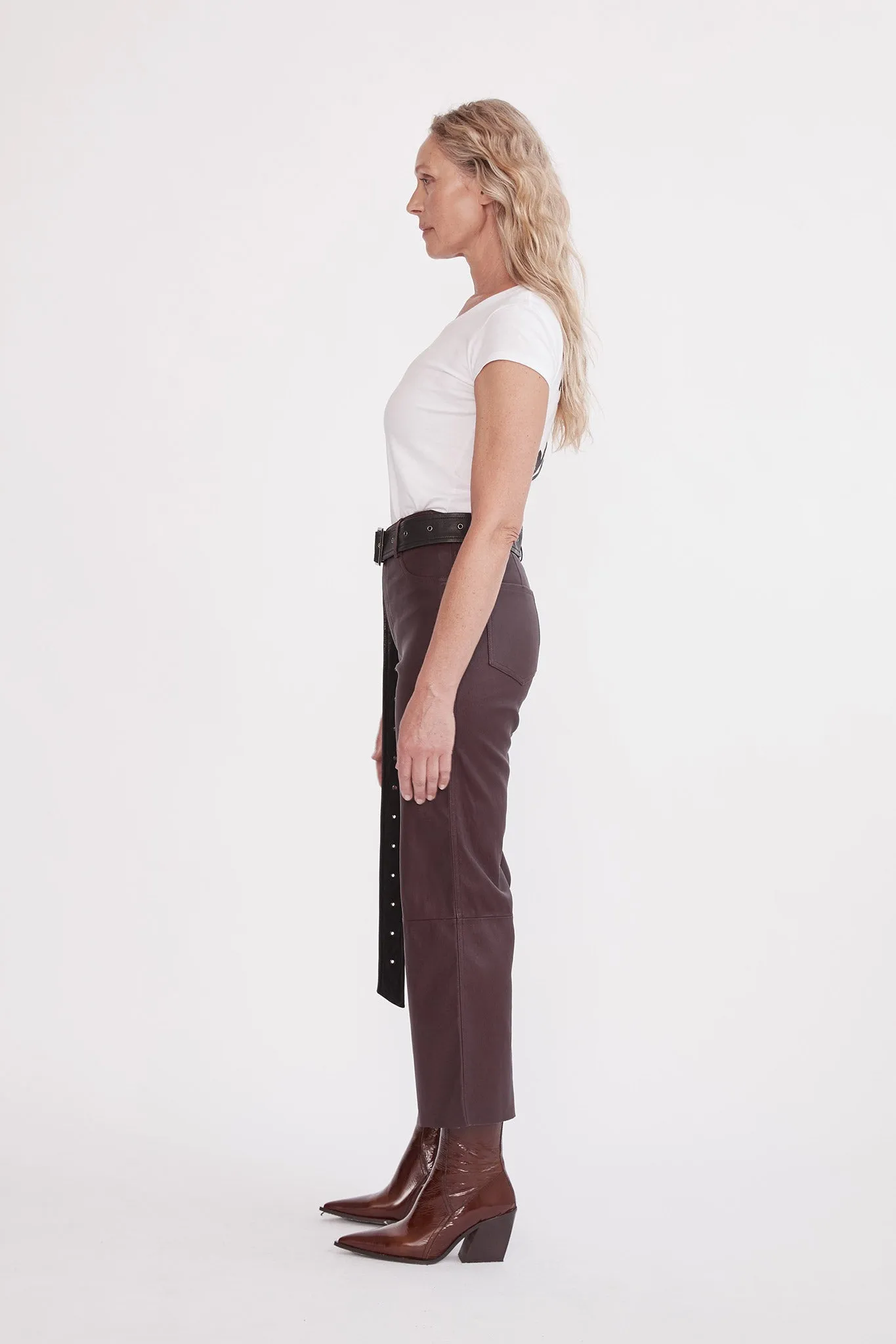 Prospect Pant Shiraz Stretch Leather - SAMPLE