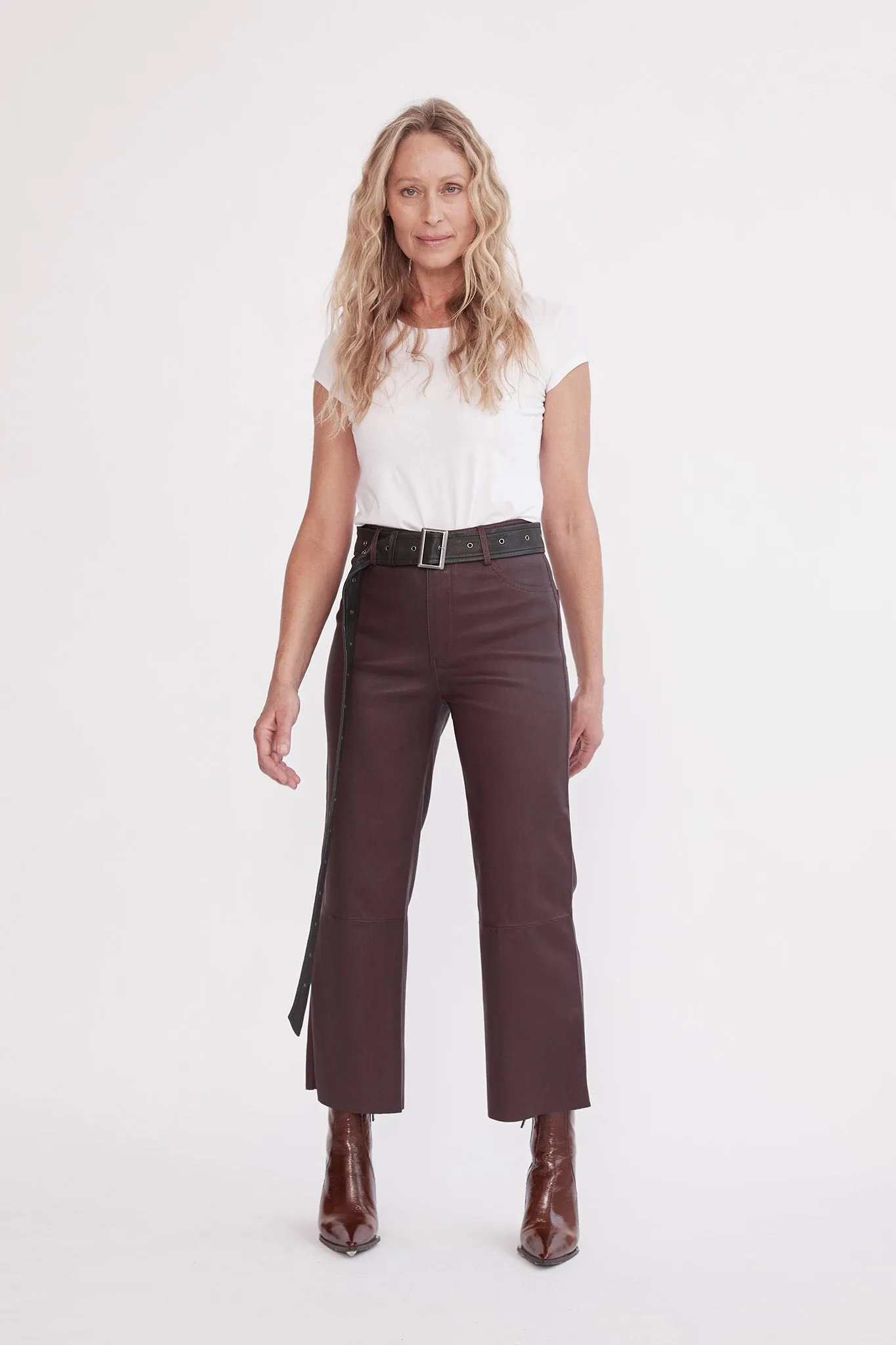 Prospect Pant Shiraz Stretch Leather - SAMPLE