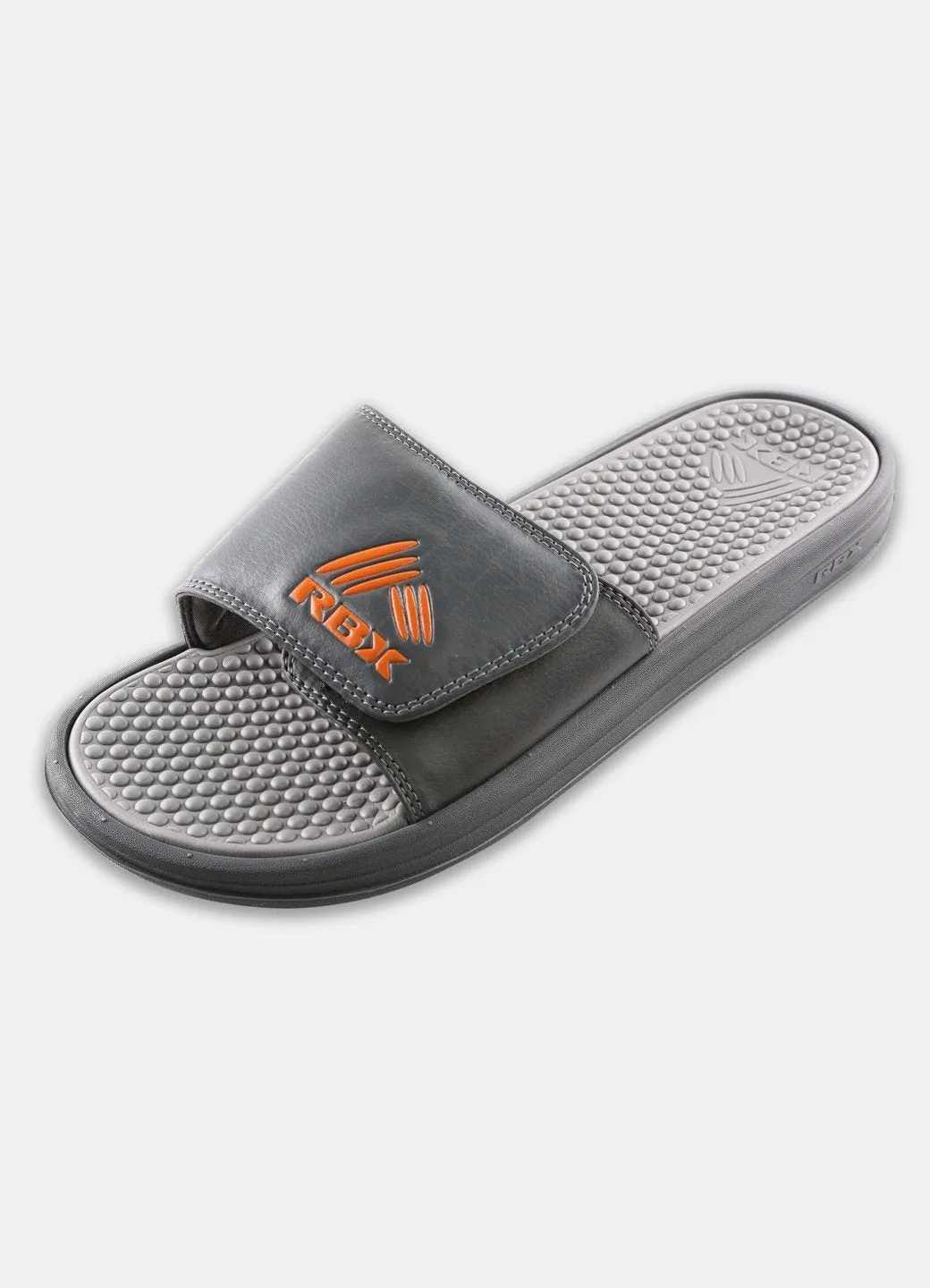 RBX Men's X Print Logo Velcro Slide Black/Orange Size 11