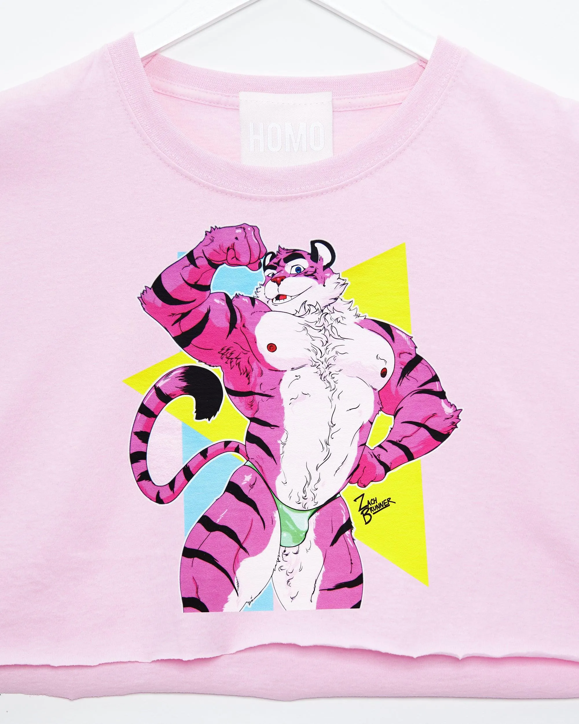 Rocky the tiger, always the life of the party - mens crop top.