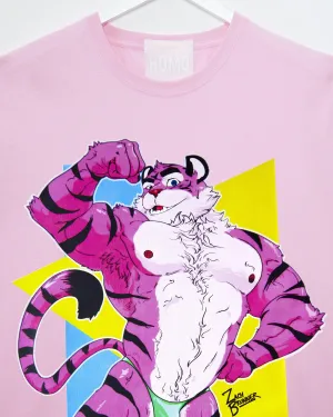 Rocky the tiger, always the life of the party - pink tshirt