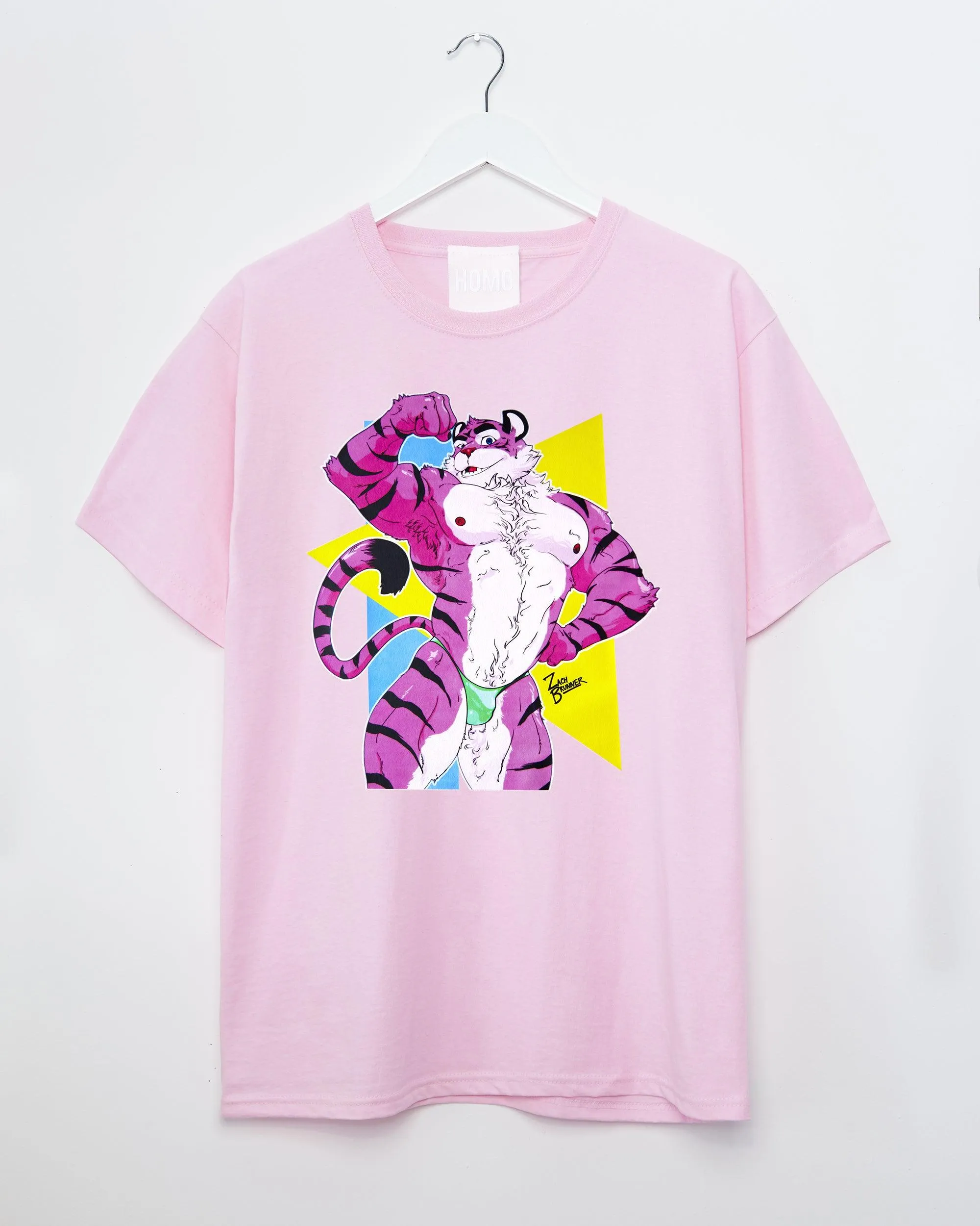 Rocky the tiger, always the life of the party - pink tshirt