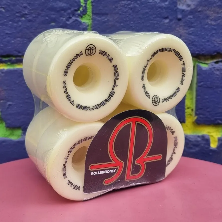 Rollerbones Team Logo Wheels White 98A, 101A - 8 pack