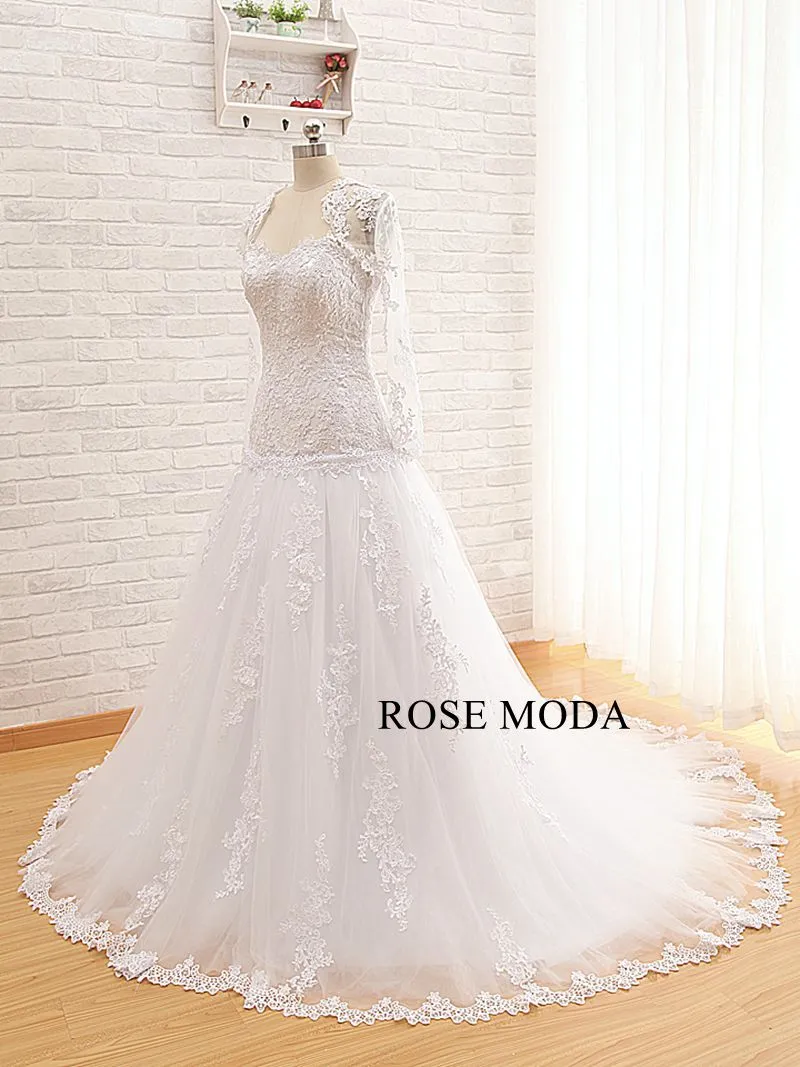 Rosemoda Lace Trumpet Wedding Dress with Removable Lace Jacket