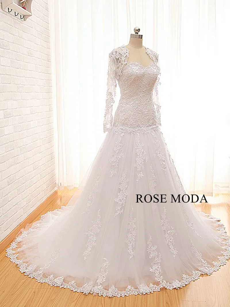 Rosemoda Lace Trumpet Wedding Dress with Removable Lace Jacket