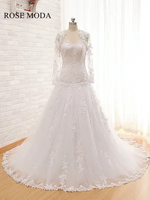 Rosemoda Lace Trumpet Wedding Dress with Removable Lace Jacket