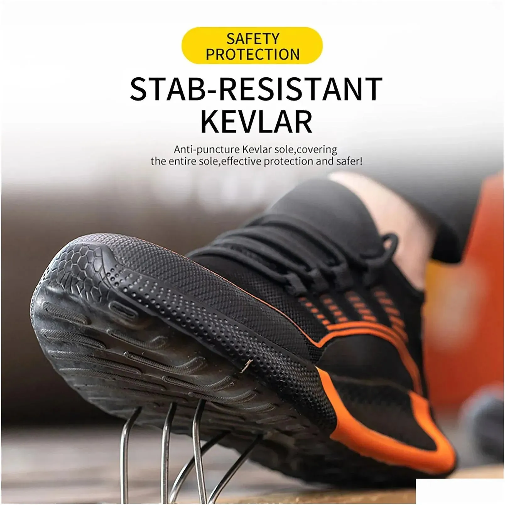 Safety Shoes Large Size 50 Mens Shatterproof Steel Perforated Toe Caps Non Destructible Lightweight Breathable Sports Work Drop Delive Dhpcc