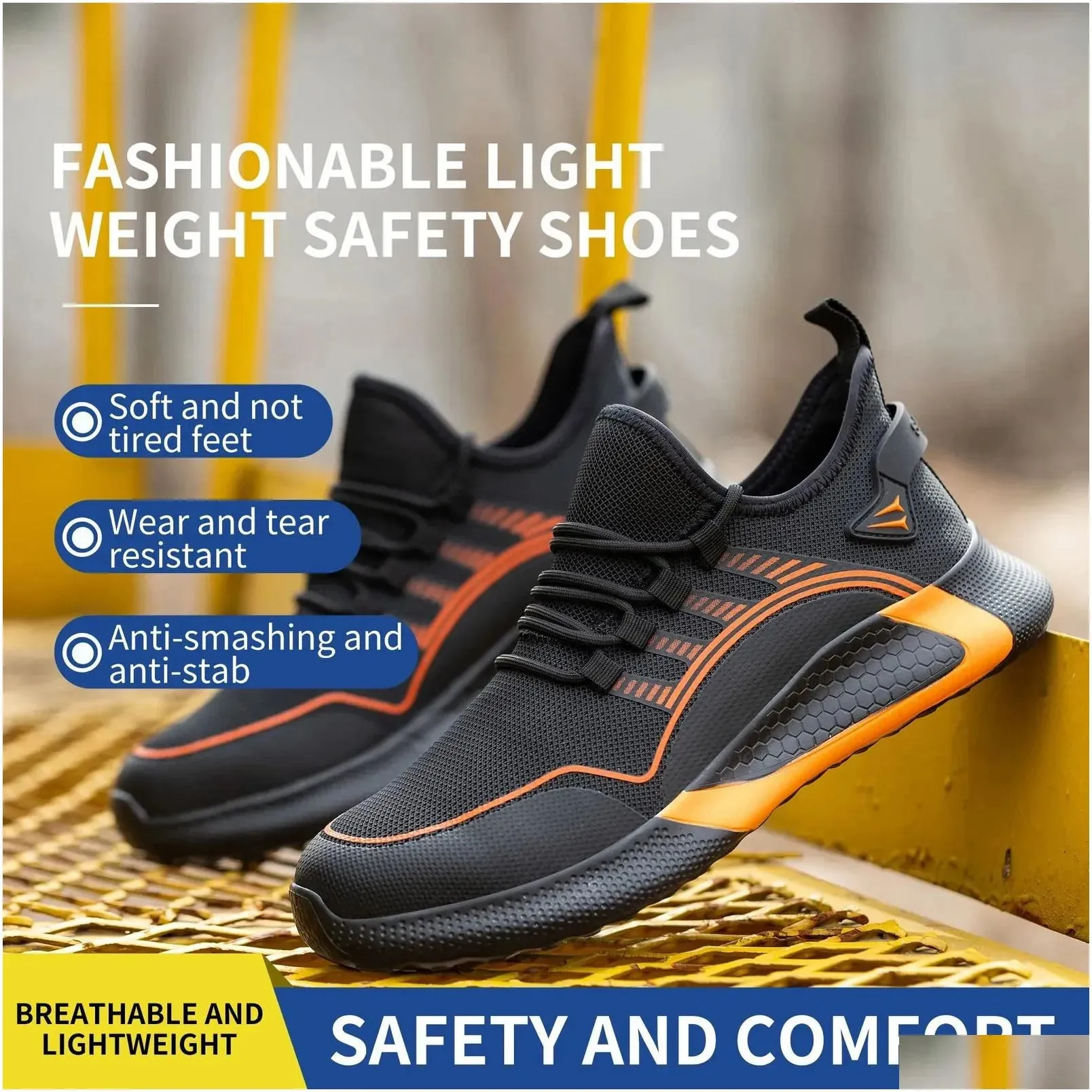 Safety Shoes Large Size 50 Mens Shatterproof Steel Perforated Toe Caps Non Destructible Lightweight Breathable Sports Work Drop Delive Dhpcc