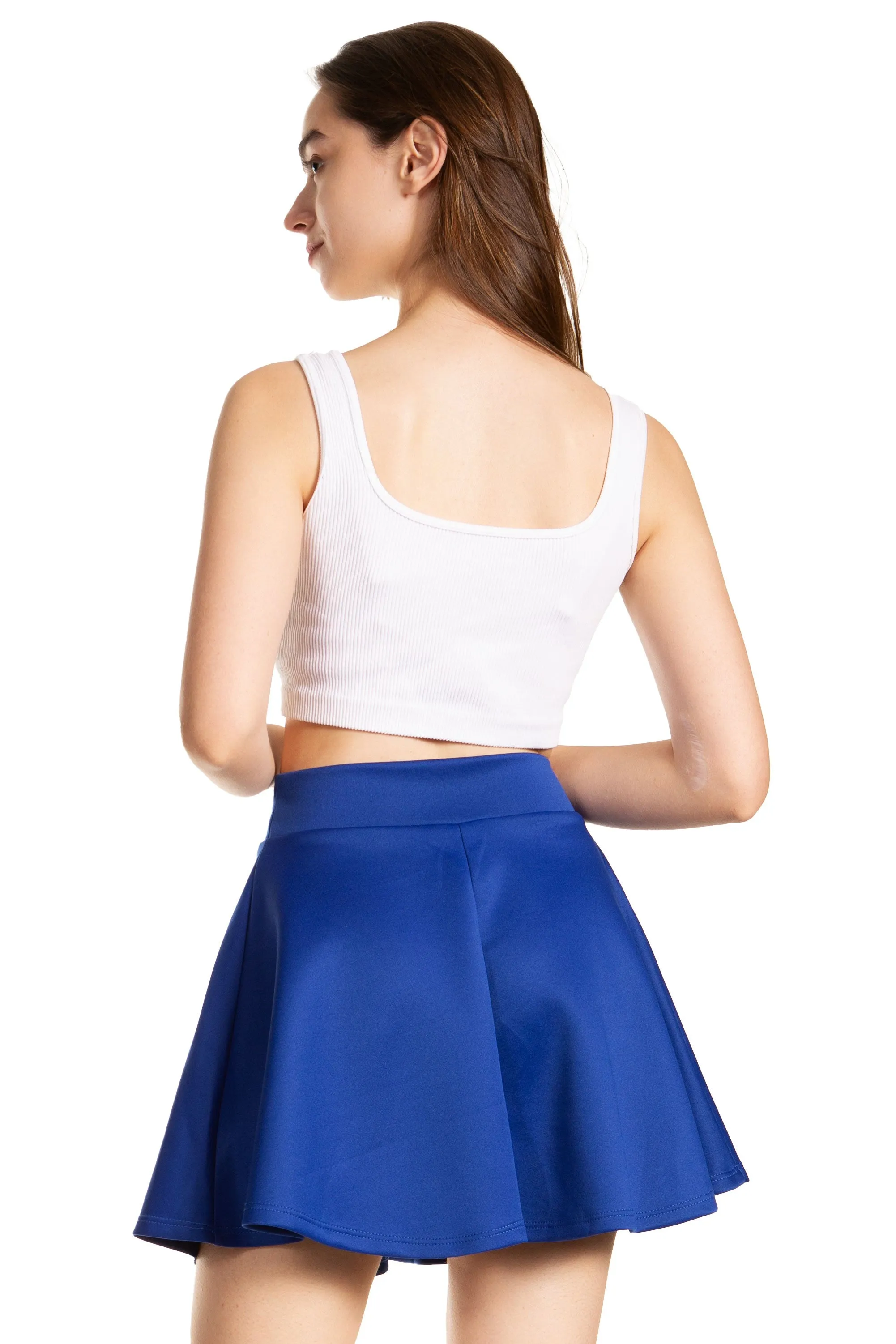 Sakkas Womens Basic Versatile Stretchy Flared Casual Mini Skater Skirt Made in USA