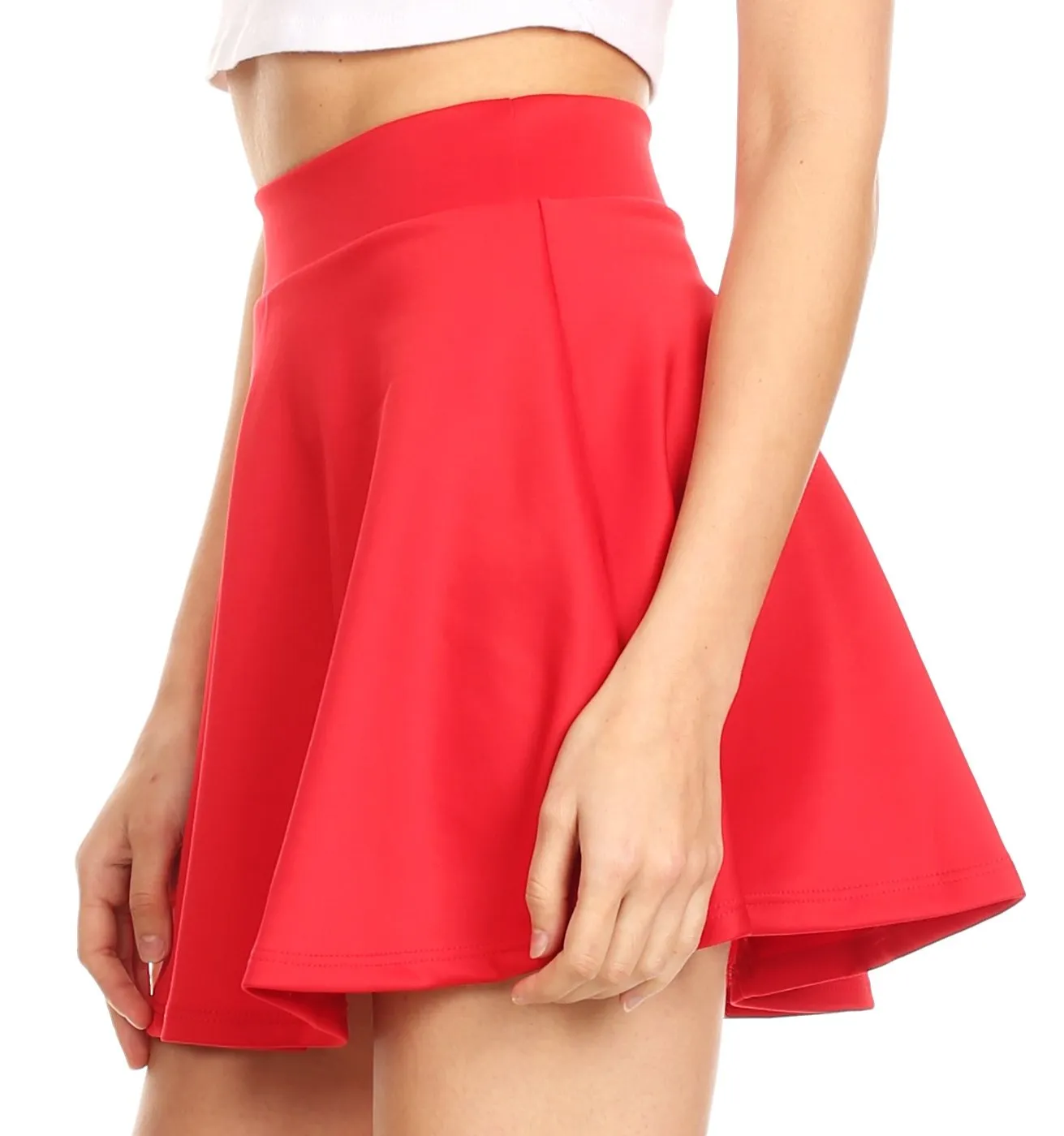 Sakkas Womens Basic Versatile Stretchy Flared Casual Mini Skater Skirt Made in USA