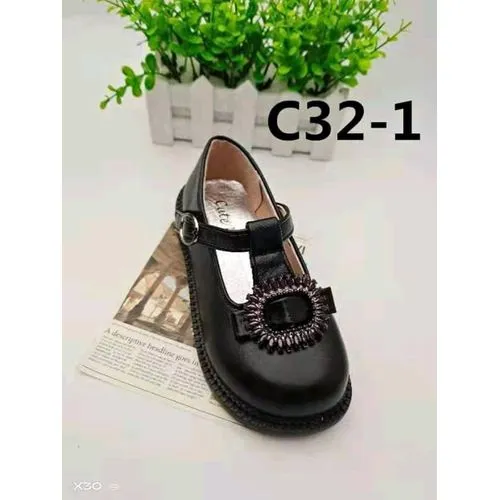 School Shoes for Girls Classy Leather  - Black