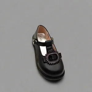 School Shoes for Girls Classy Leather  - Black