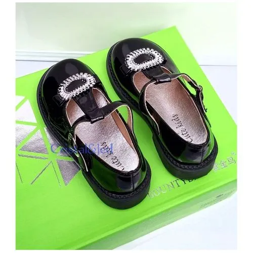 School Shoes for Girls Classy Leather  - Black