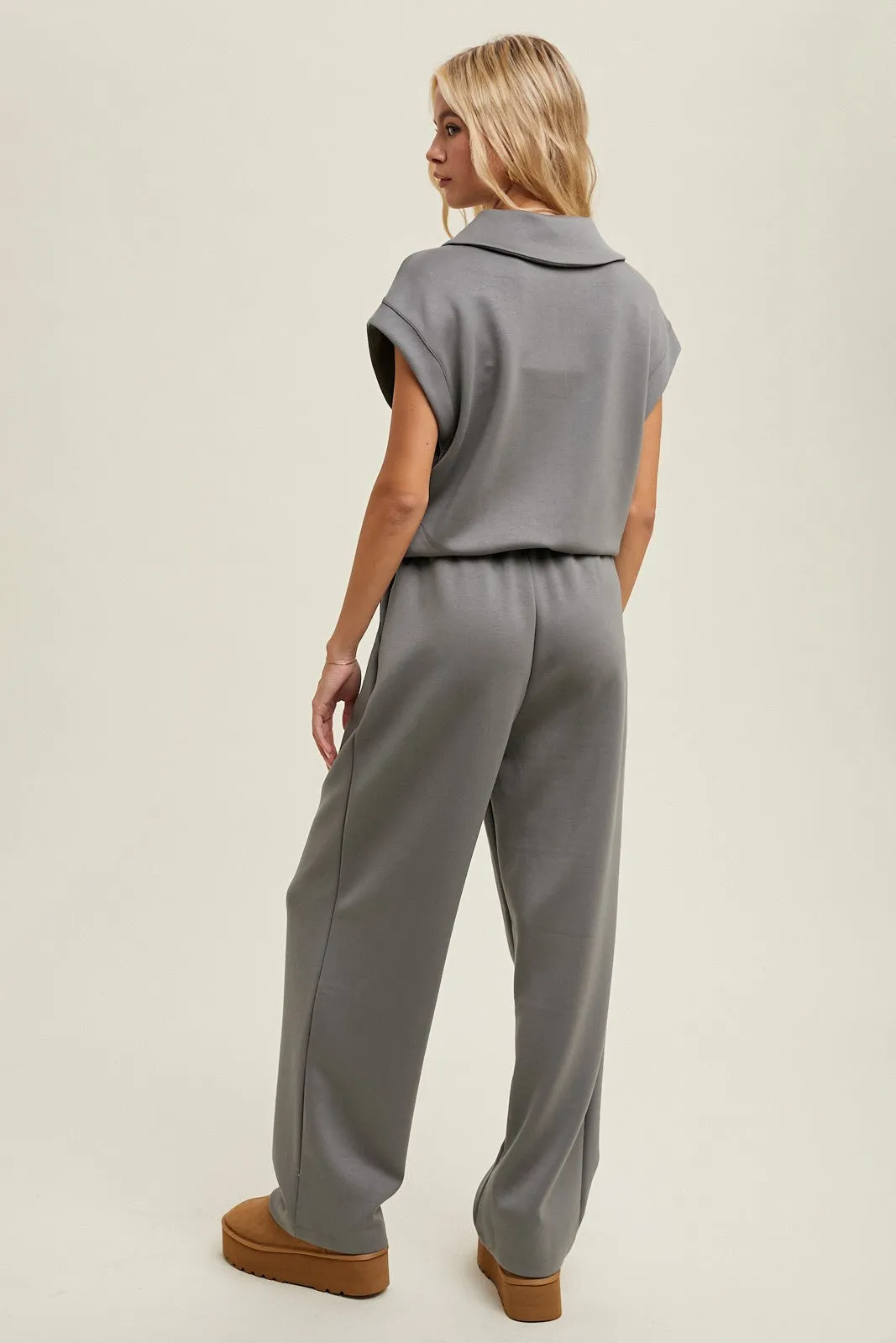 Scuba Half Zip Jumpsuit - Grey