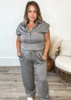 Scuba Half Zip Jumpsuit - Grey