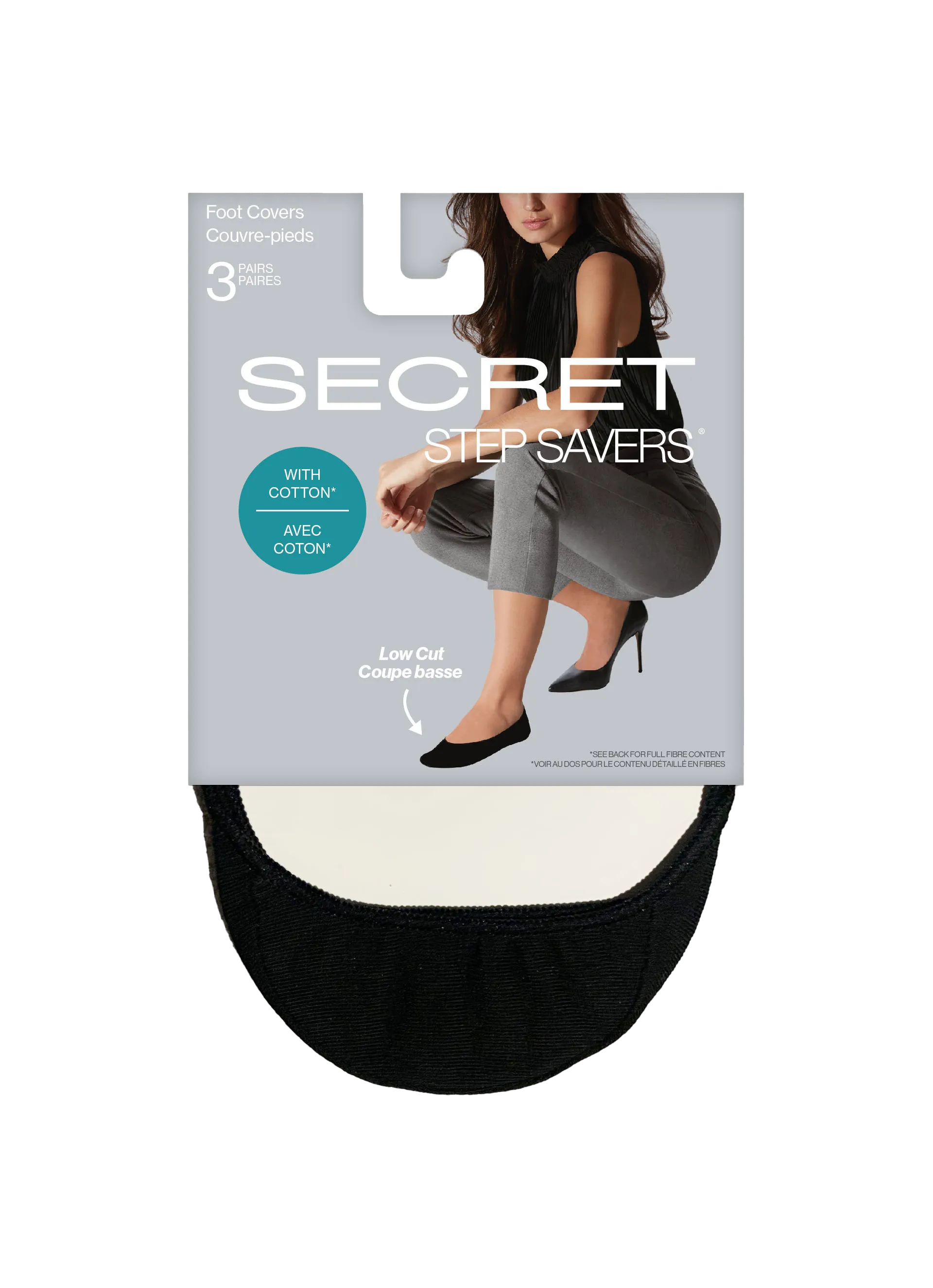 SECRET STEP SAVERS® Low Cut Cotton Footcover - 3 Pairs